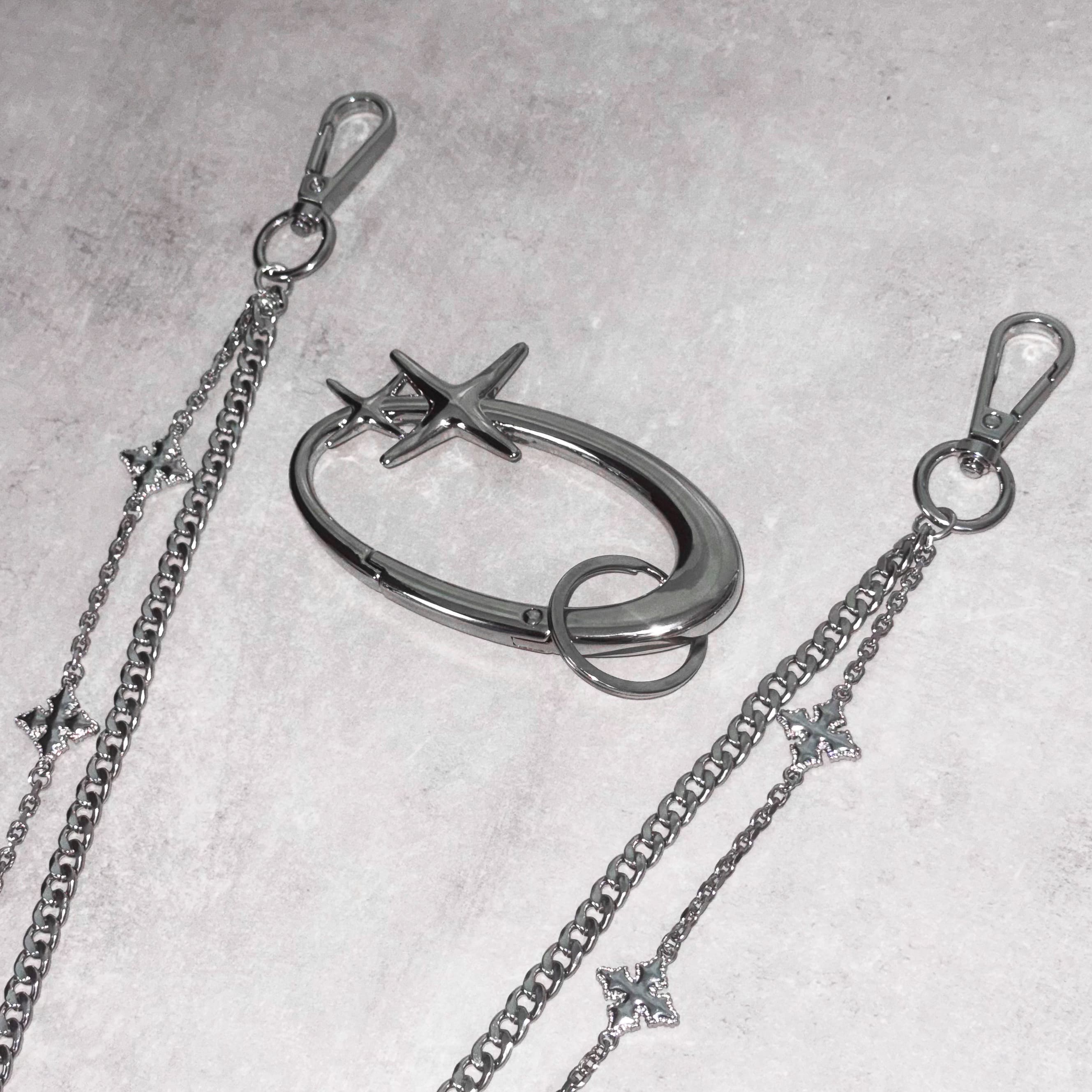 Cross Link Cuban Pant Chain & Starlight Carabiner Keychain Set – 2-Piece Set