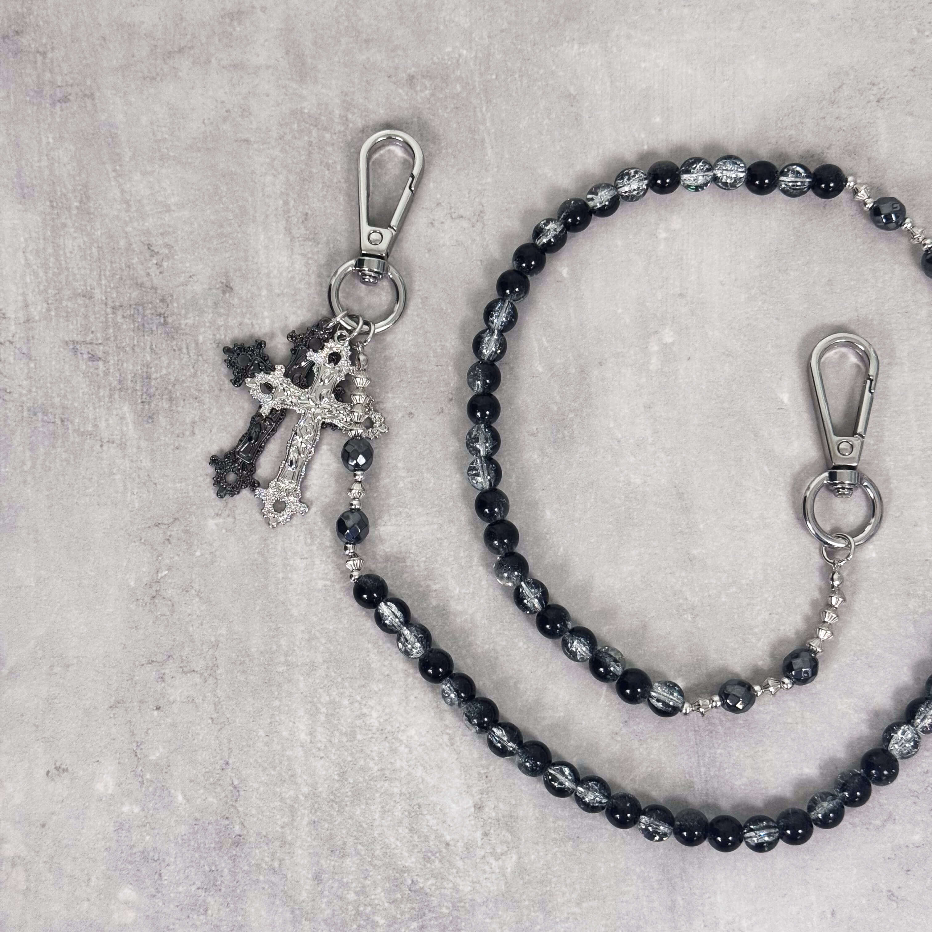 Beaded Cross Charm Pant Chain