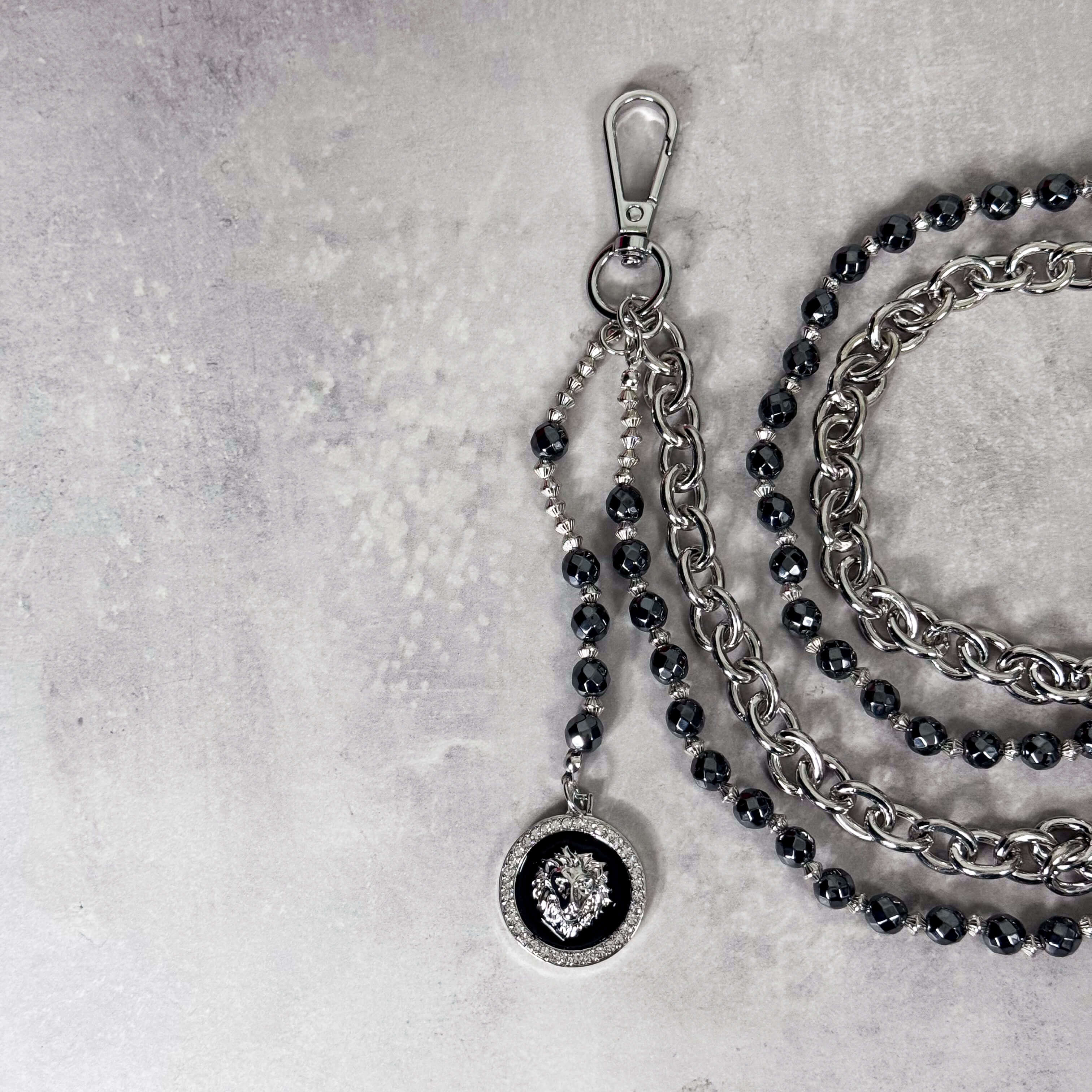 Lion Medallion Beaded Double Layer Pant Chain