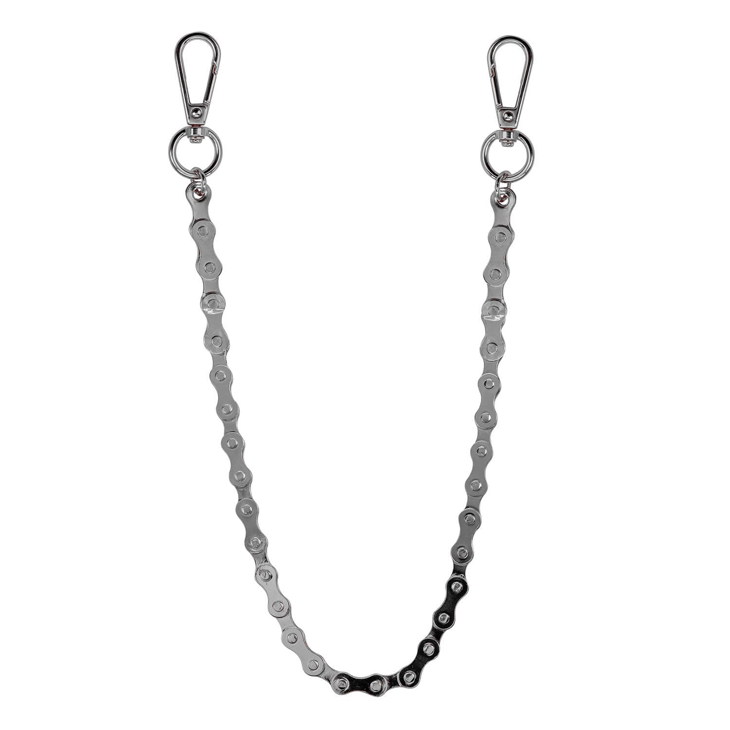 Silver Solid Bike Link Pant Chain with smooth bike-style links and secure clasp ends for everyday wear.