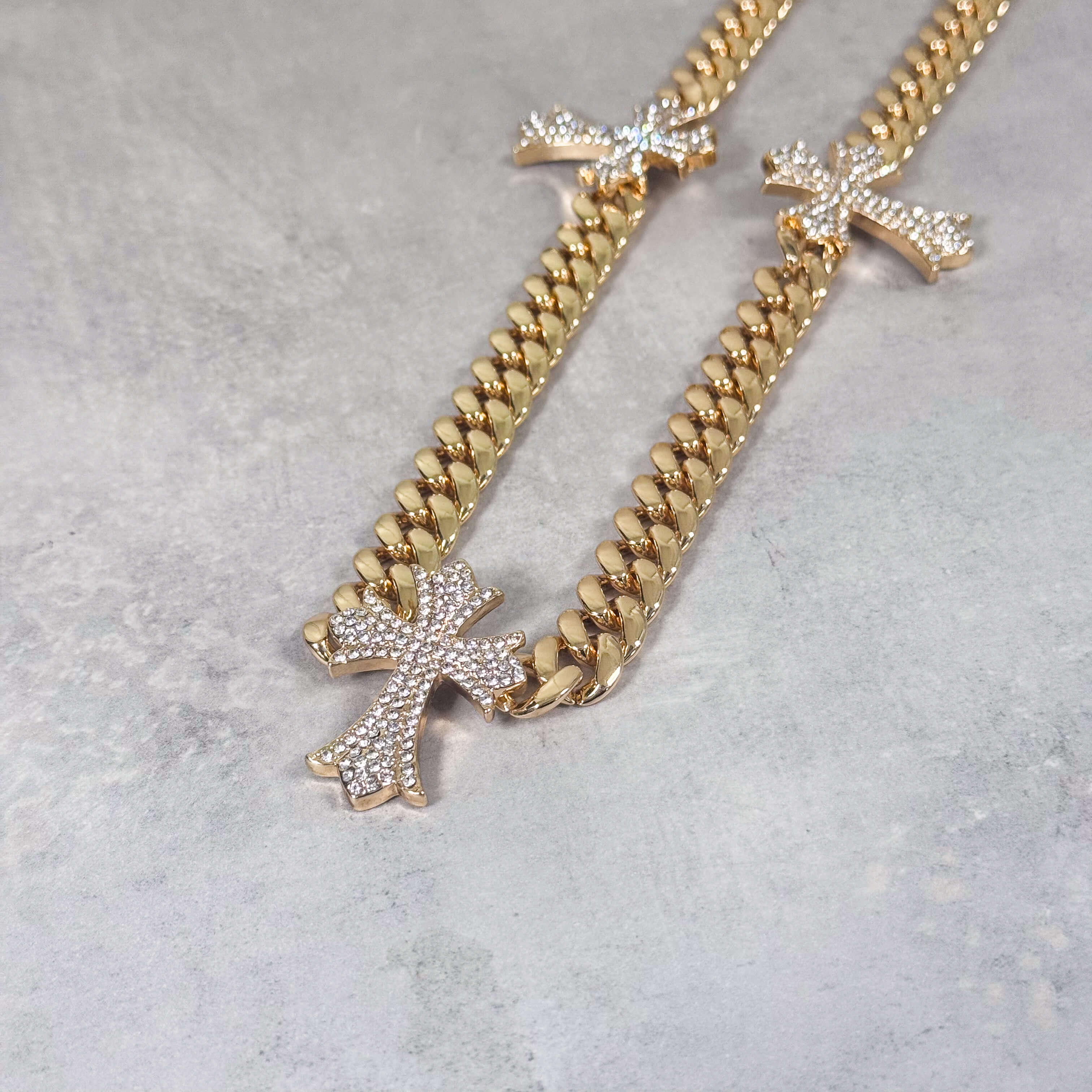 Iced Out Triple Cross Cuban Pant Chain