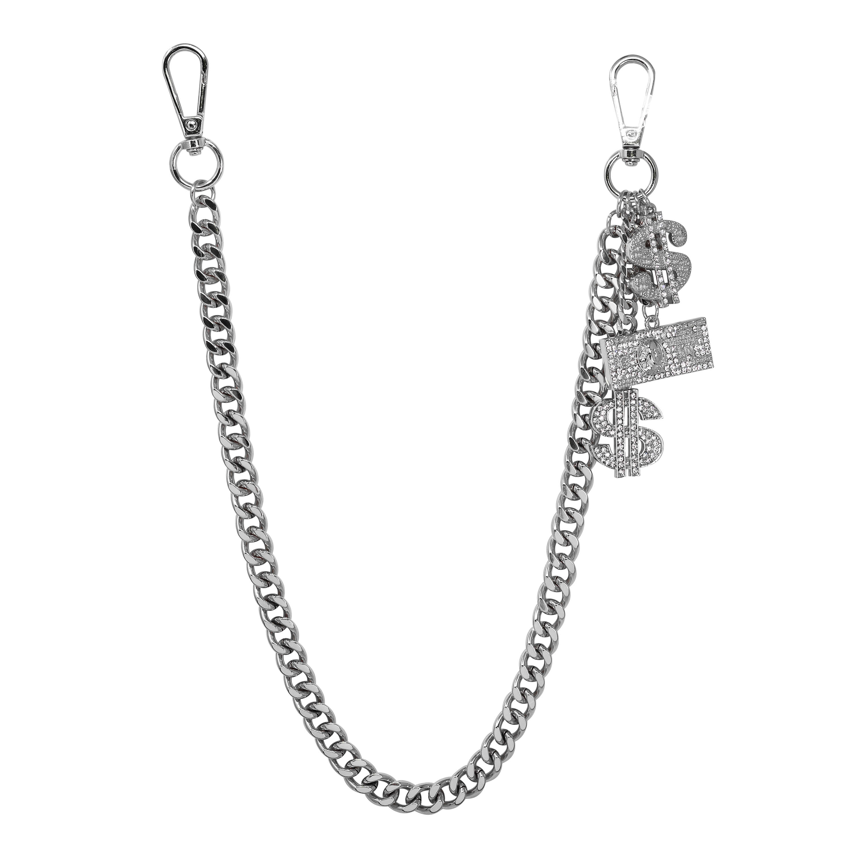 Iced Out Dollar Charms Cuban Pant Chain