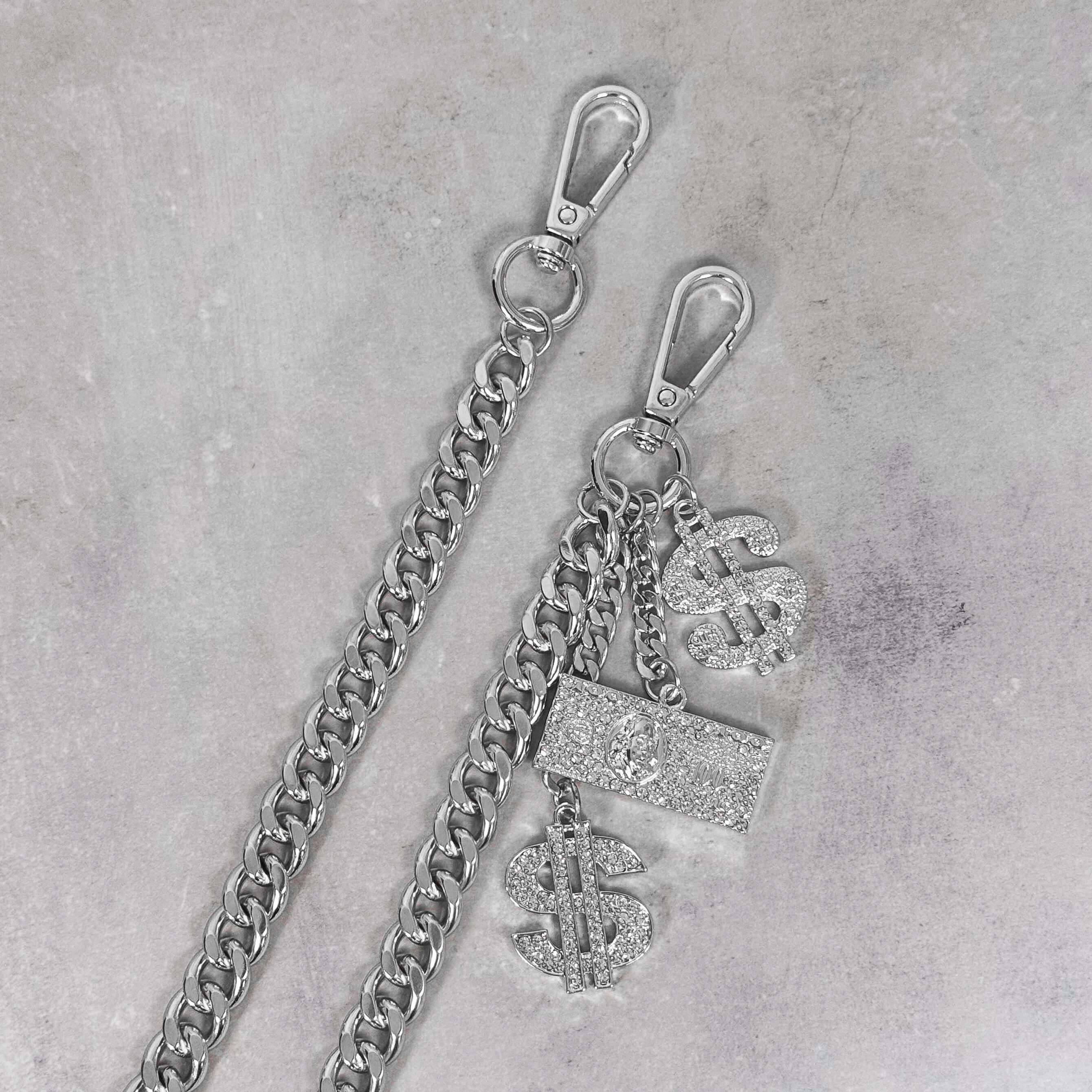 Iced Out Dollar Charms Cuban Pant Chain