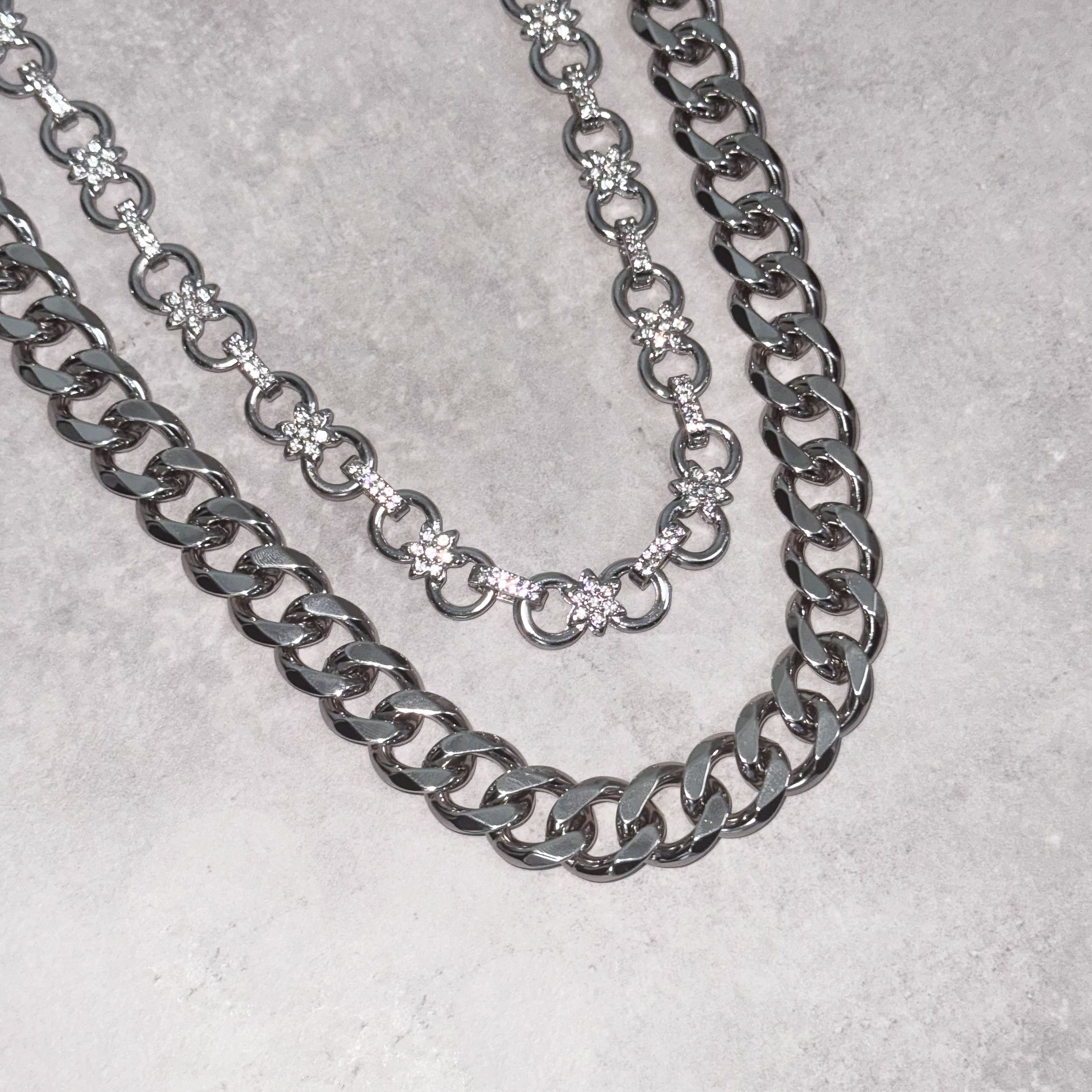 Flower Infinity & Solid Cuban Link Pant Chain – 2-Piece Set