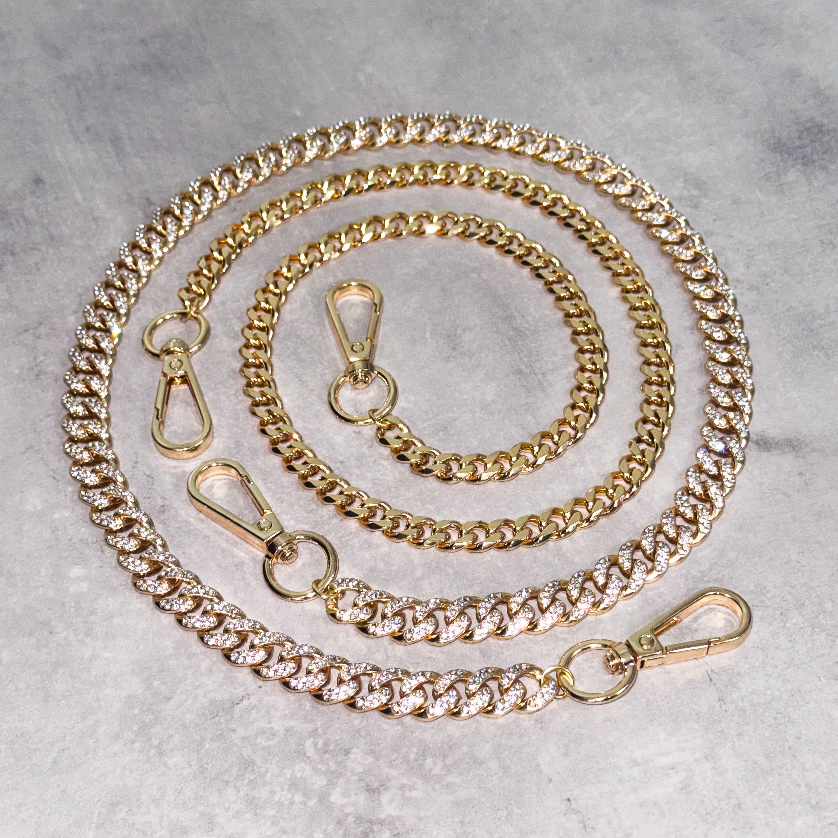 Iced Out & Solid Cuban Link Pant Chain – 2-Piece Set