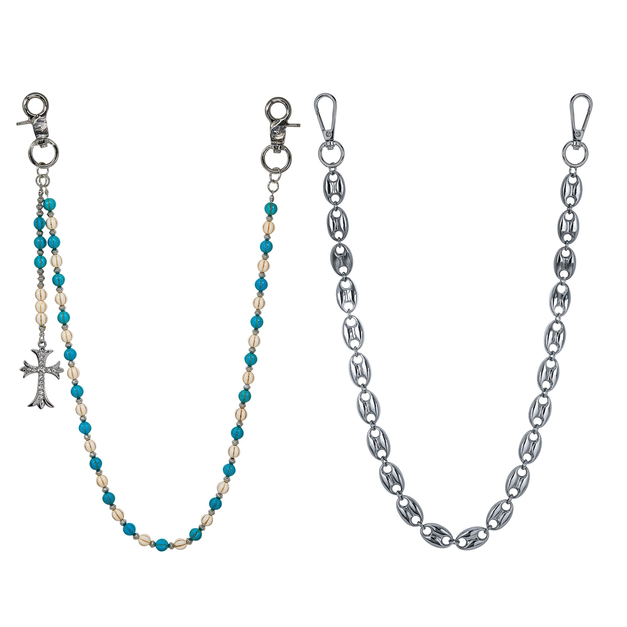 Beaded Cross & Mariner Link Pant Chain – 2-Piece Set