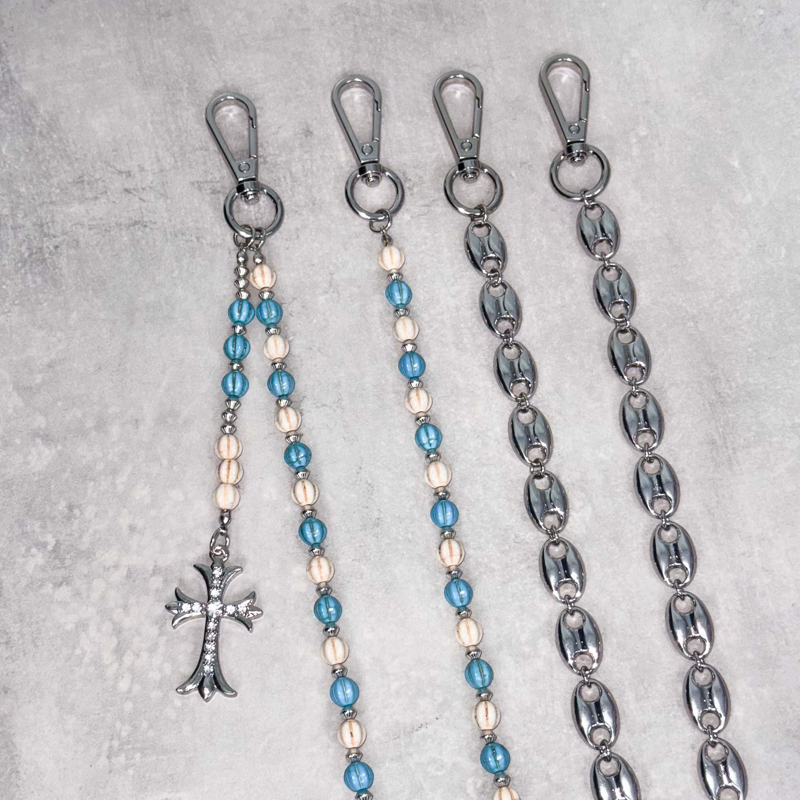 Beaded Cross & Mariner Link Pant Chain – 2-Piece Set