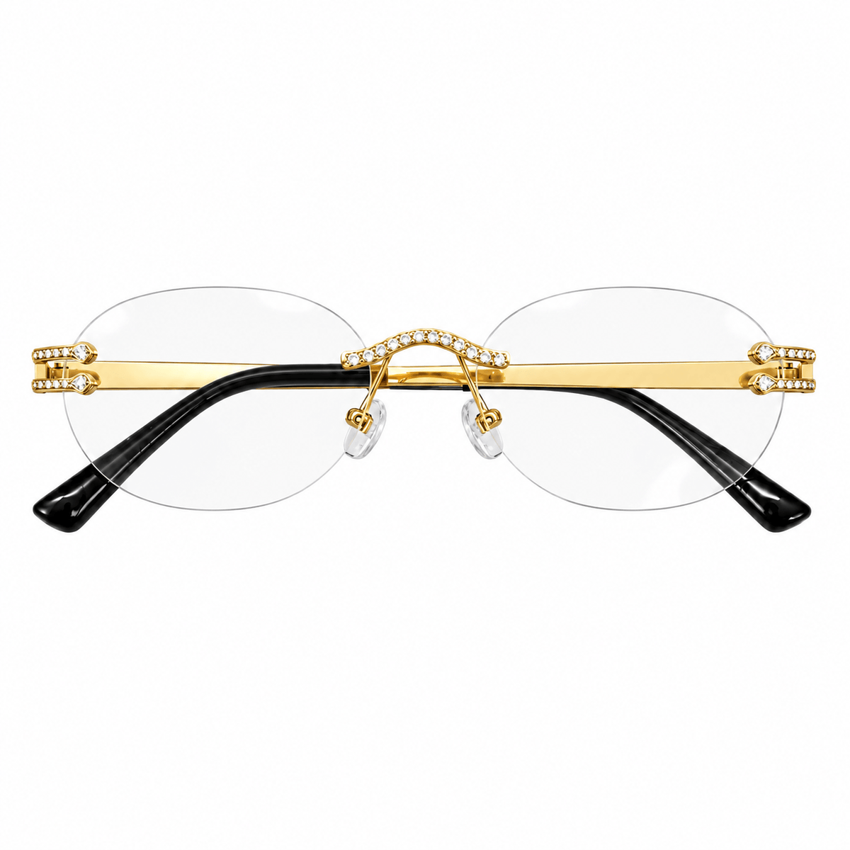 Iced Out Oval Sunglasses - Clear Lens
