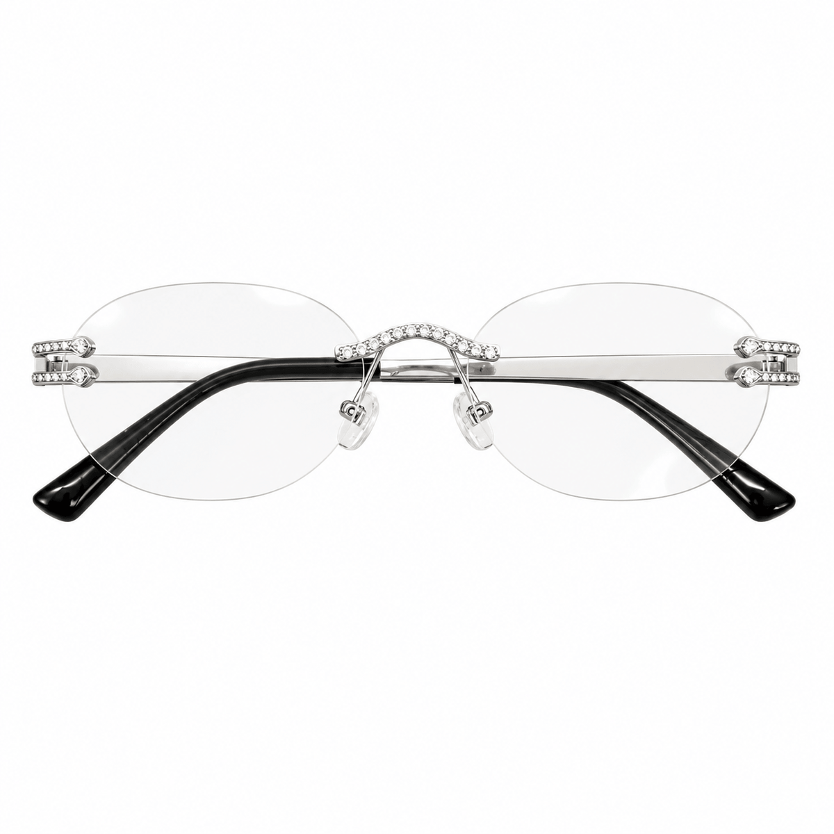 Iced Out Oval Sunglasses - Clear Lens