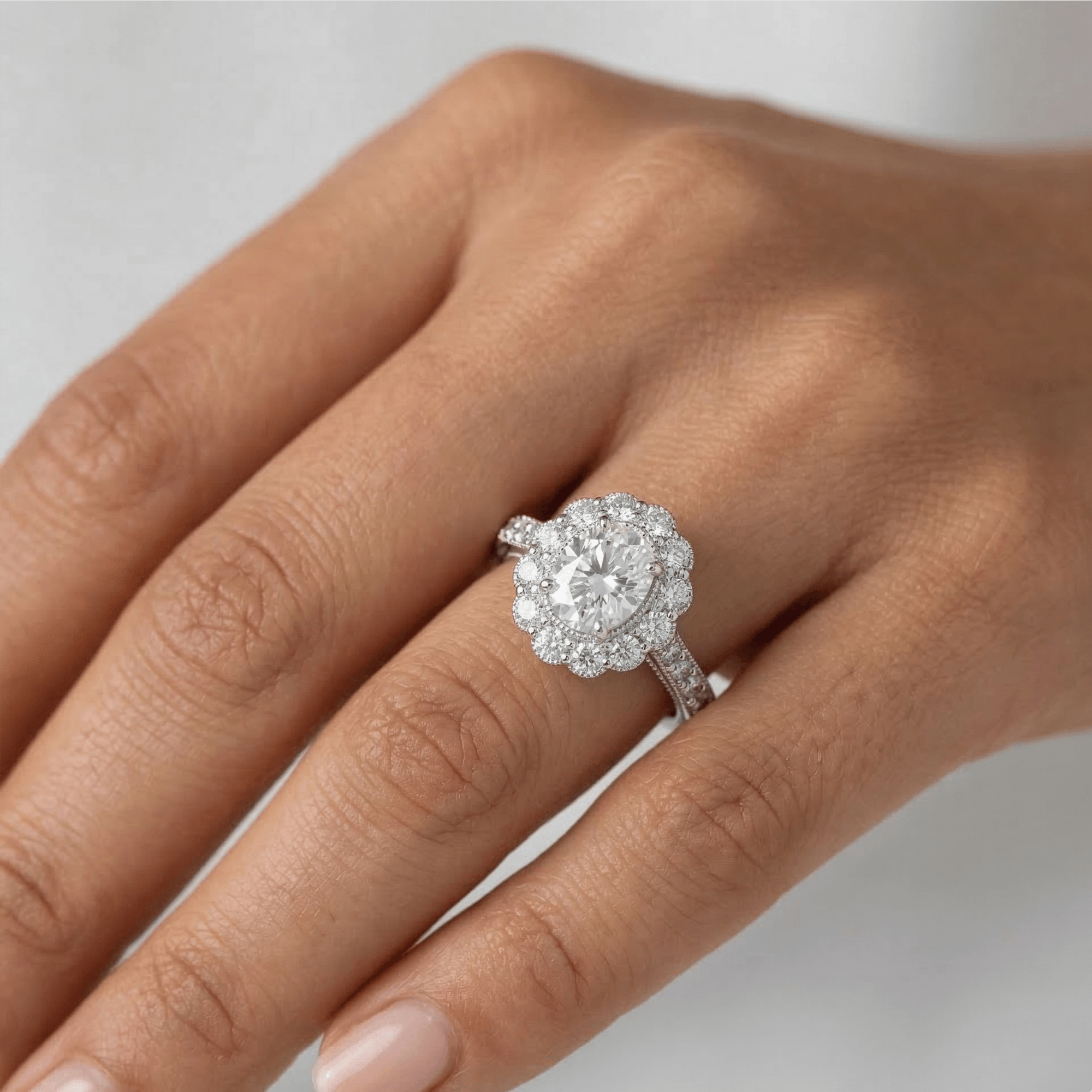 Iced Out 2.87CT Moissanite Halo Solitaire Ring in Premium Sterling Silver