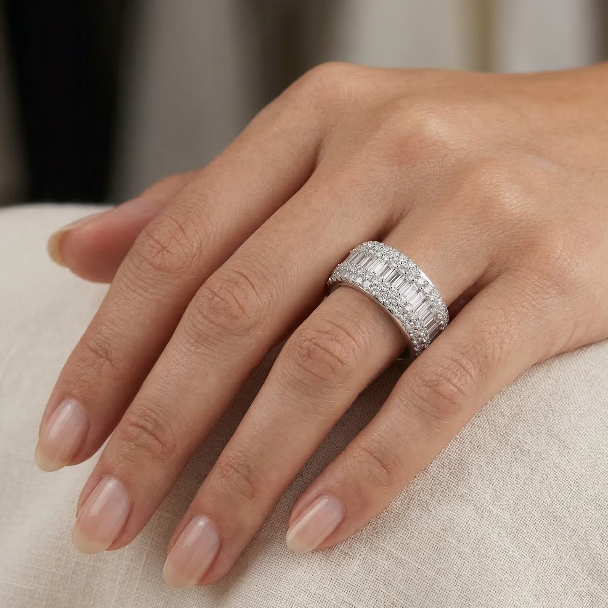 Iced Out 2.07CT Moissanite Eternity Band in Premium Sterling Silver