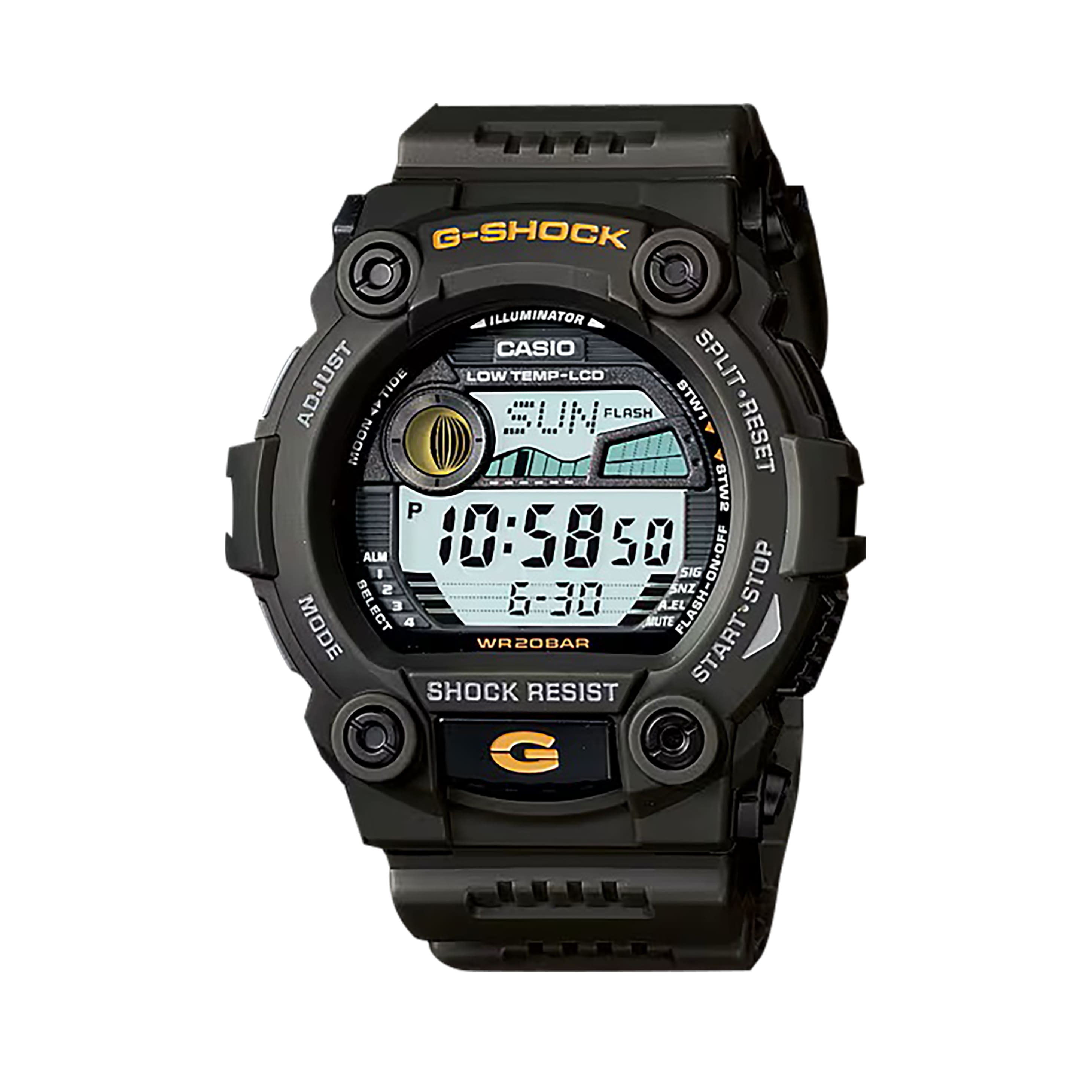Men's 52mm Casio G-SHOCK Digital Watch - Resin Band, Tide Graph Display