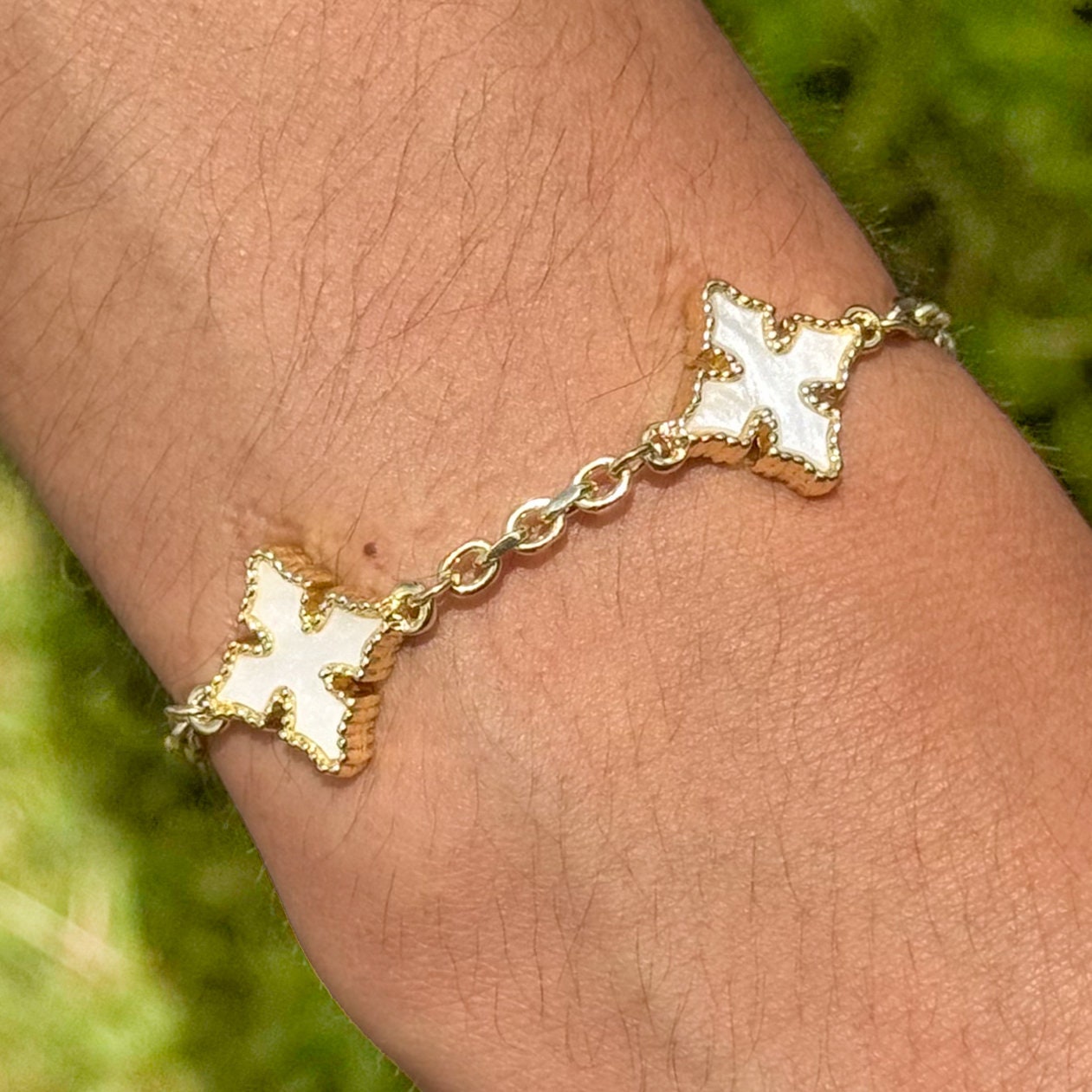 Men's 12mm Chrome Double-sided Gold Multi Cross Link Chain Bracelet