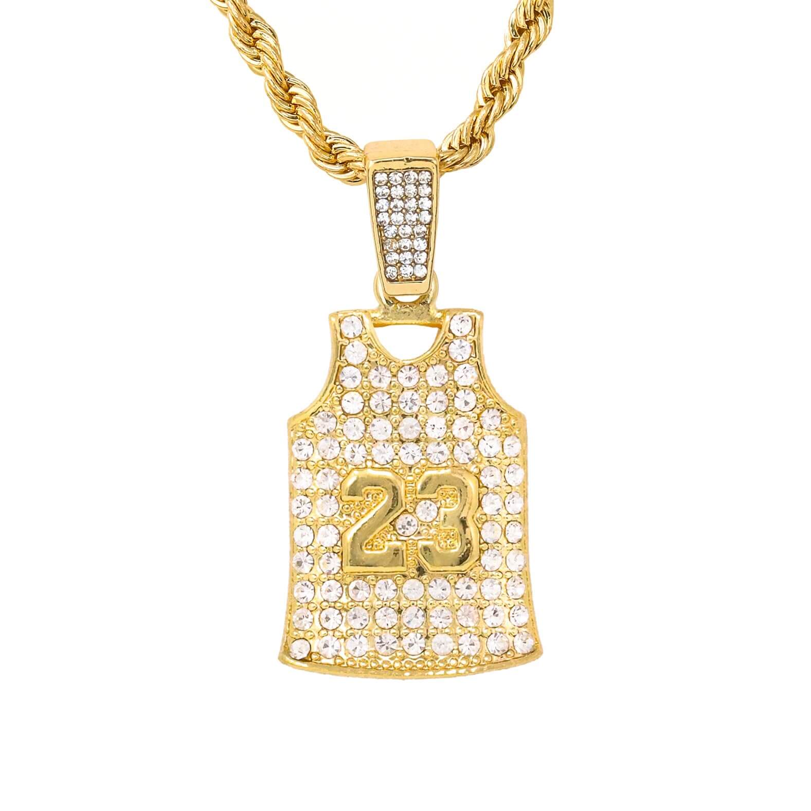 Medium Iced Out Basketball Pendant with Rope Chain