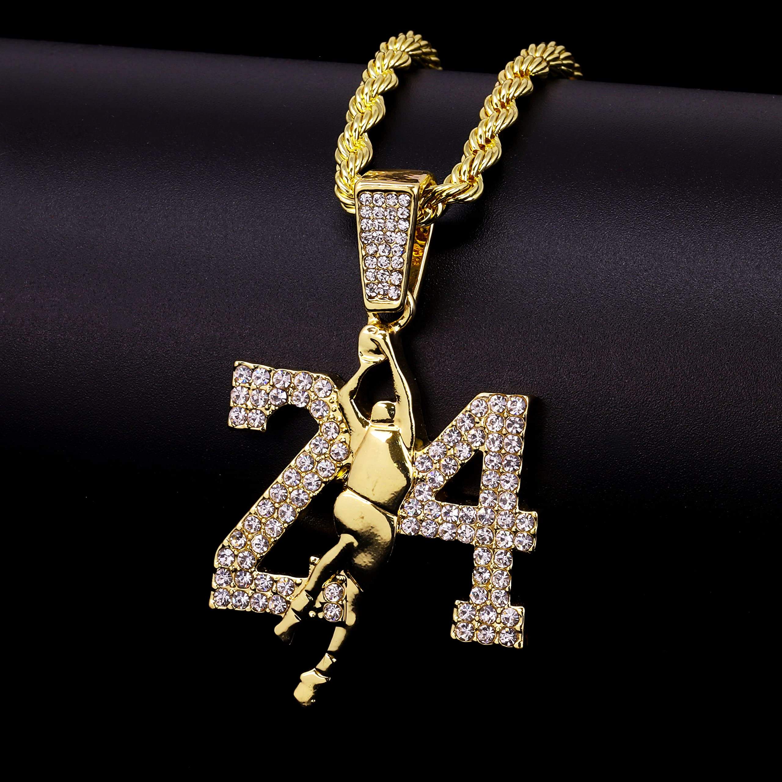 Men's Iced Out Medium 24 Basketball Pendant Necklace Set with Cuban Link & Tennis Chains