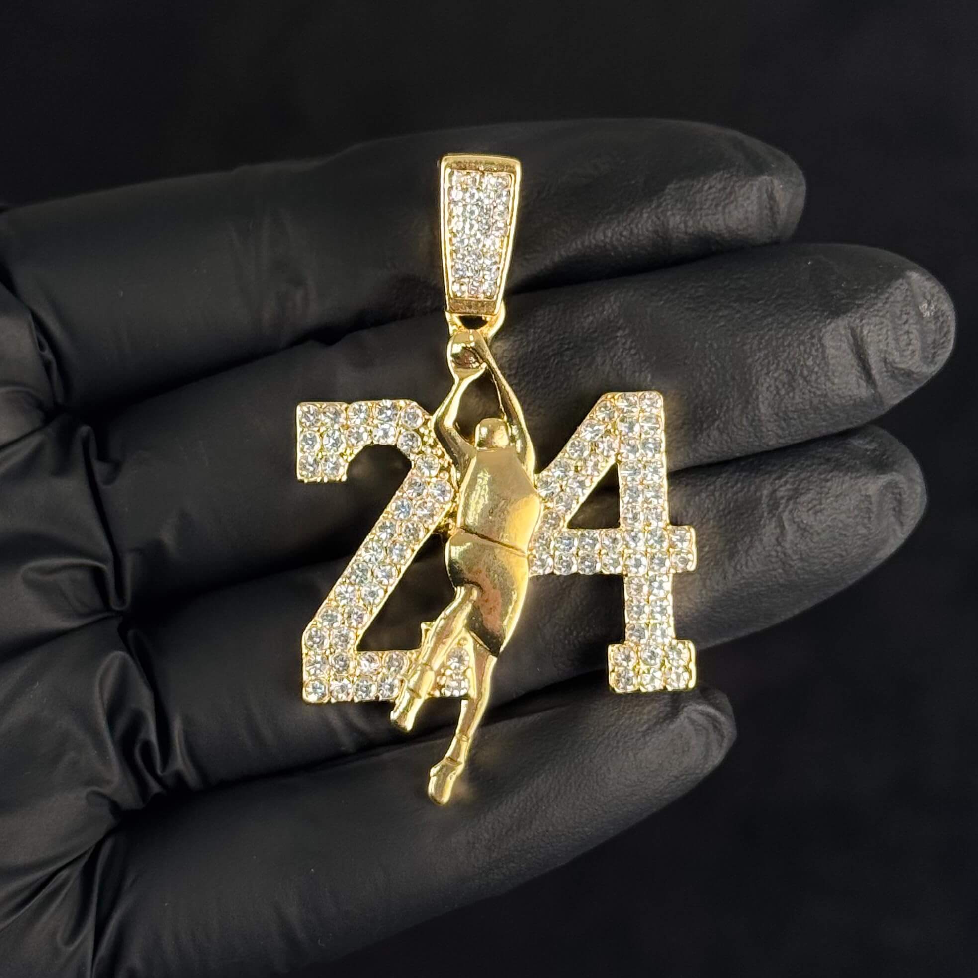 Medium Iced Out 24 Pendant with 4mm Rope Chain