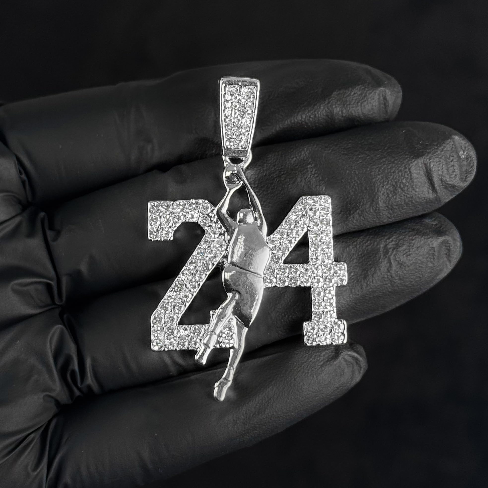 Medium Iced Out 24 Pendant with 4mm Rope Chain