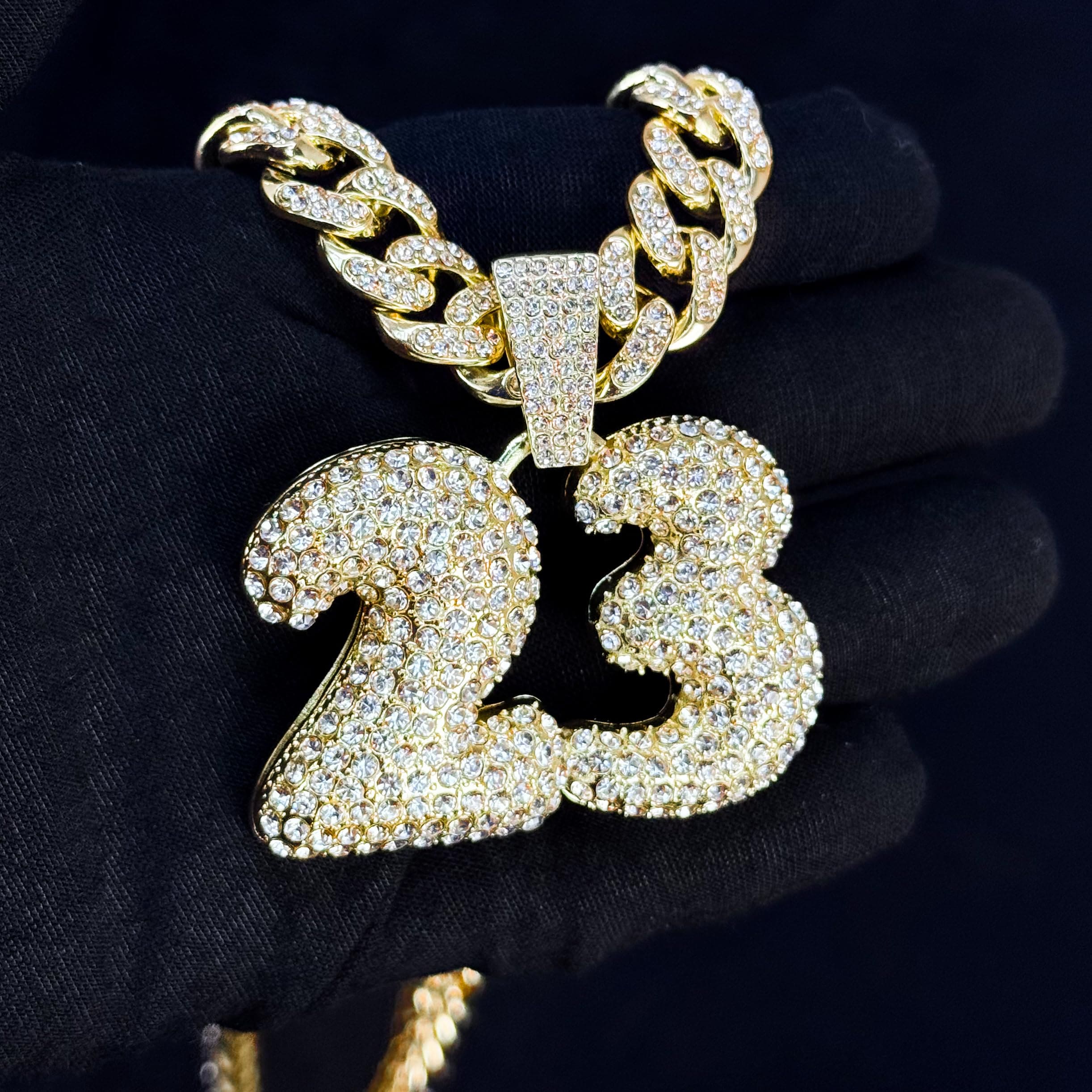 Large Iced Out Basketball Pendant with 12mm Cuban Chain