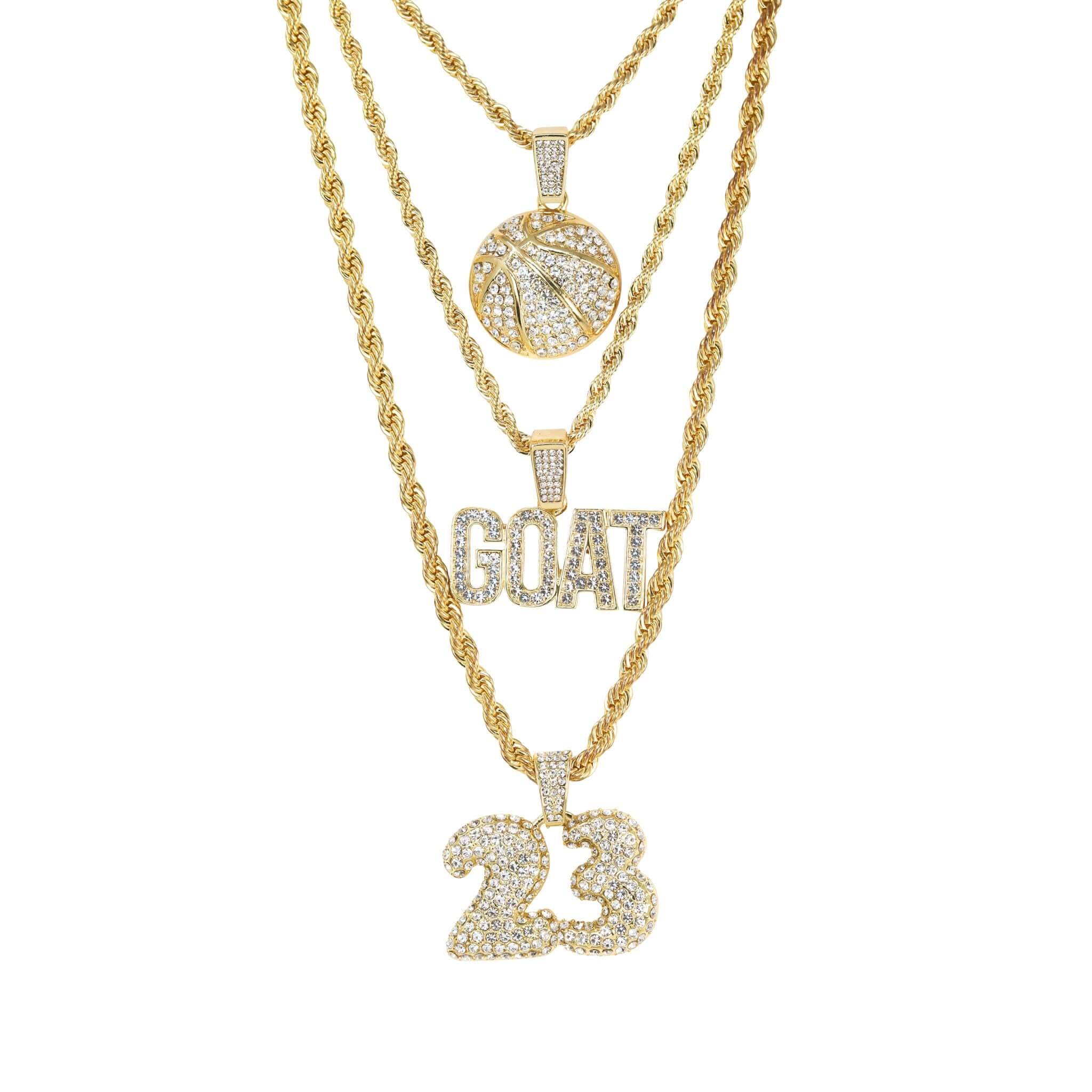 Men's Iced Out Basketball Pendant Set with Rope Chain