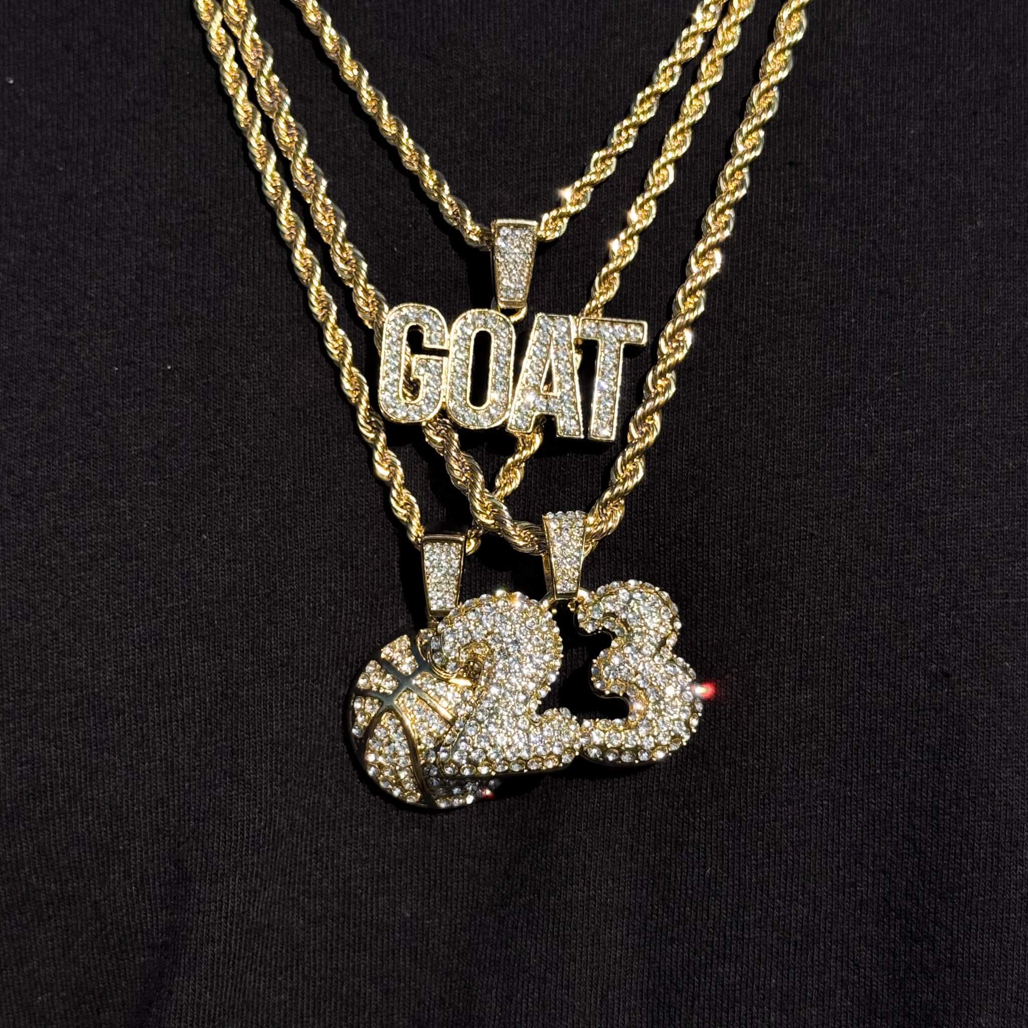 Men's Iced Out Basketball Pendant Set with Rope Chain