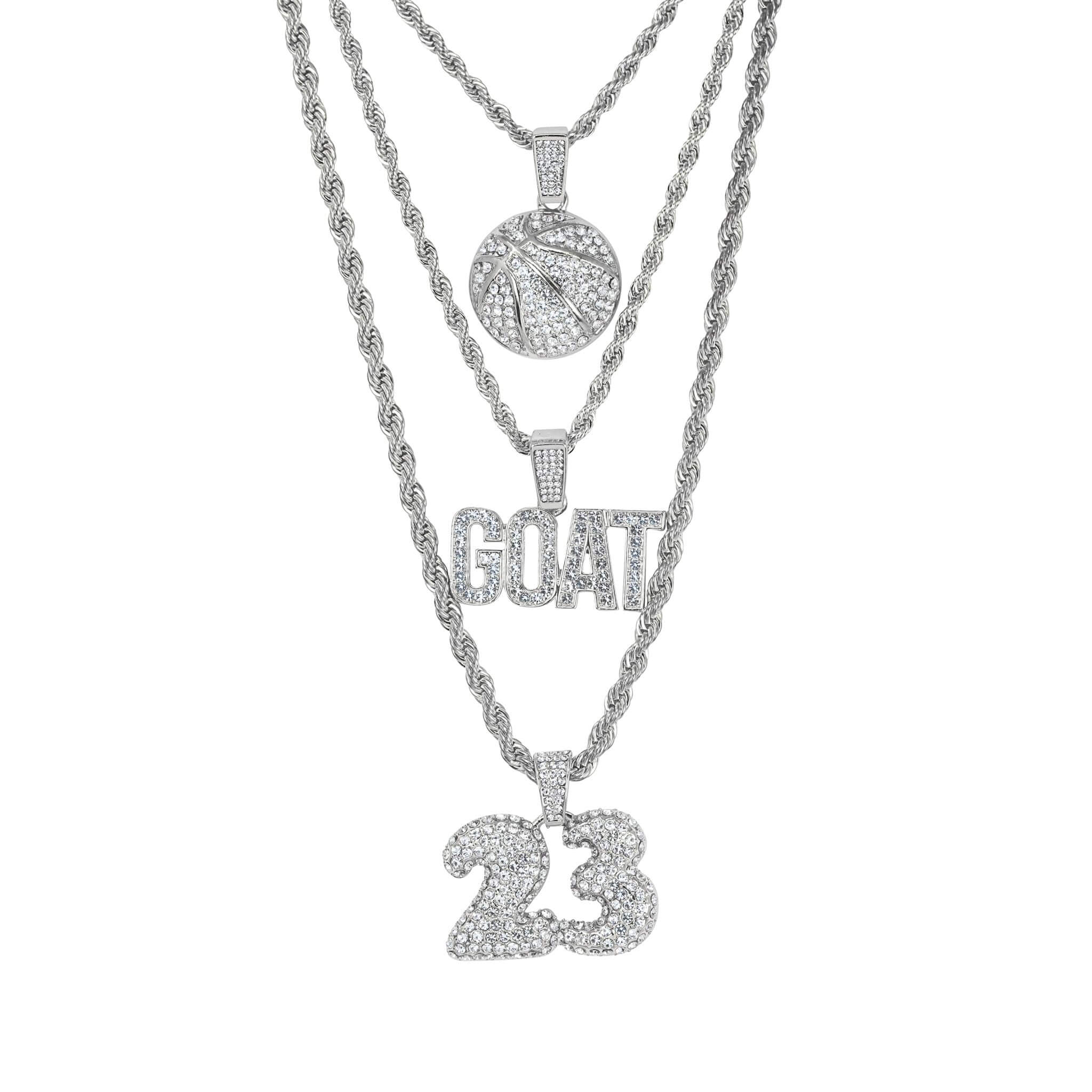 Men's Iced Out Basketball Pendant Set with Rope Chain