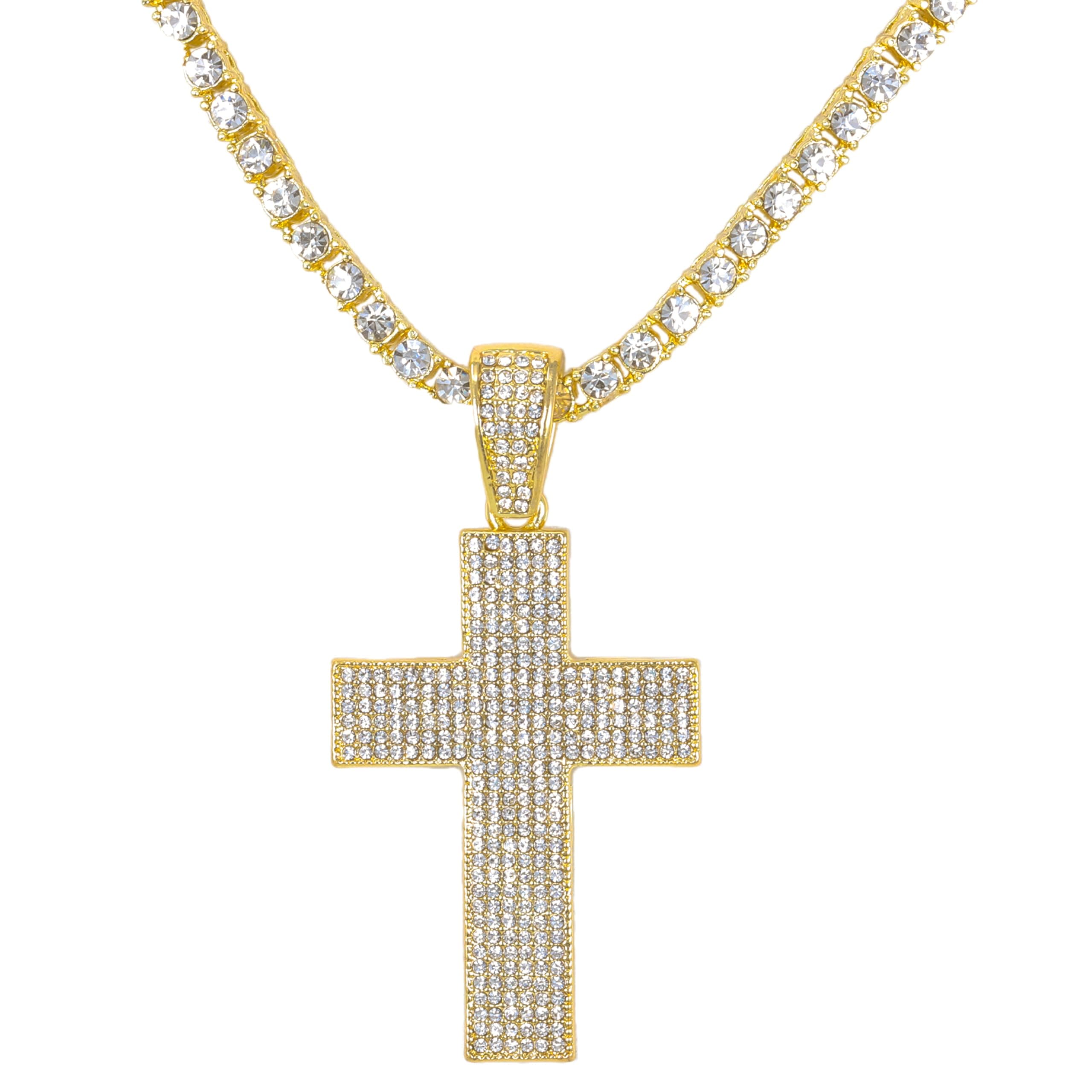 Large Iced Out Pendant with 3mm Tennis Chain