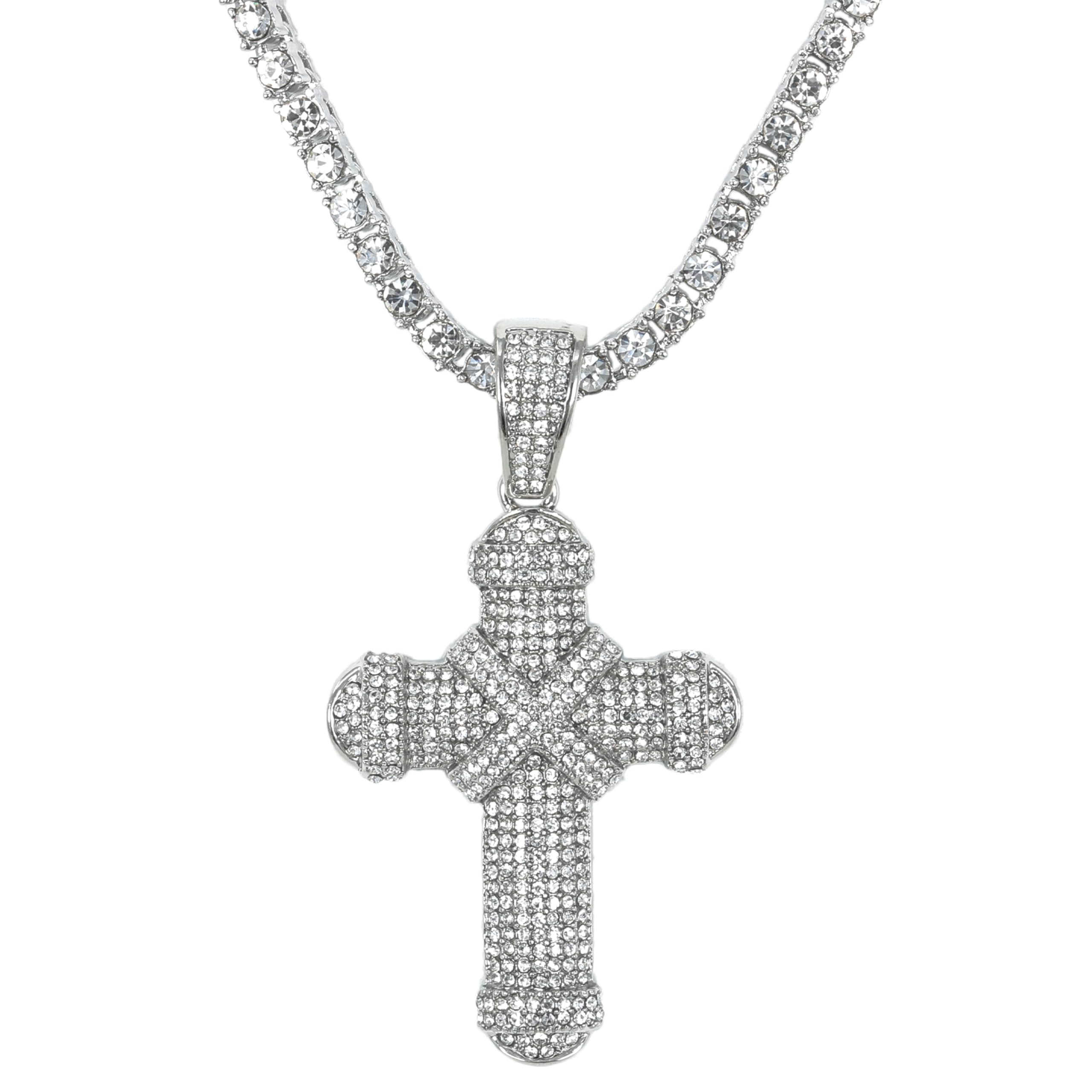 Large Iced Out Pendant with 3mm Tennis Chain