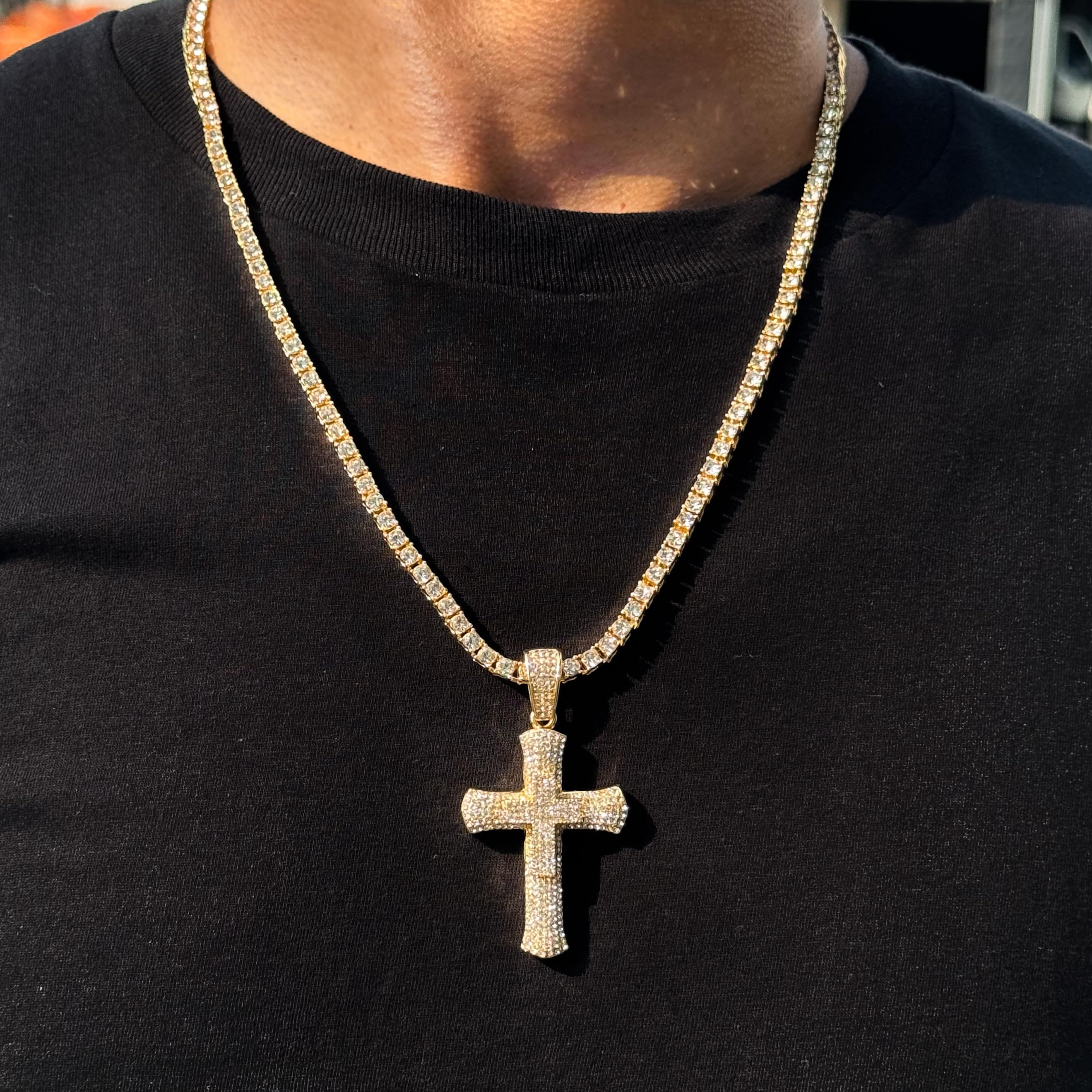Large Iced Out Pendant with 3mm Tennis Chain