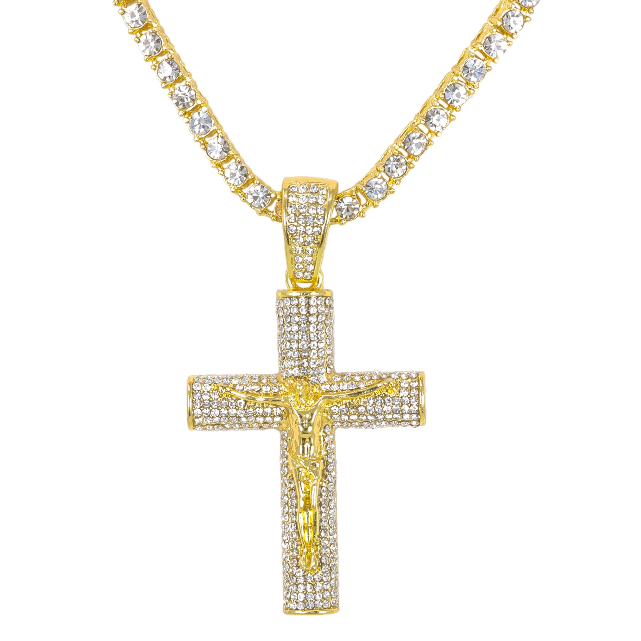 Large Iced Out Pendant with 3mm Tennis Chain
