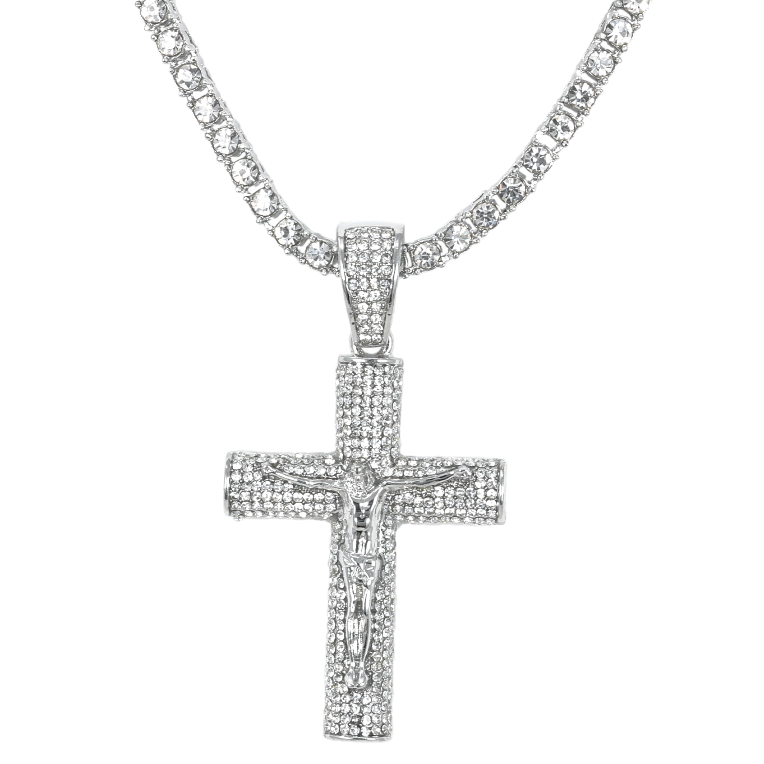 Large Iced Out Pendant with 3mm Tennis Chain