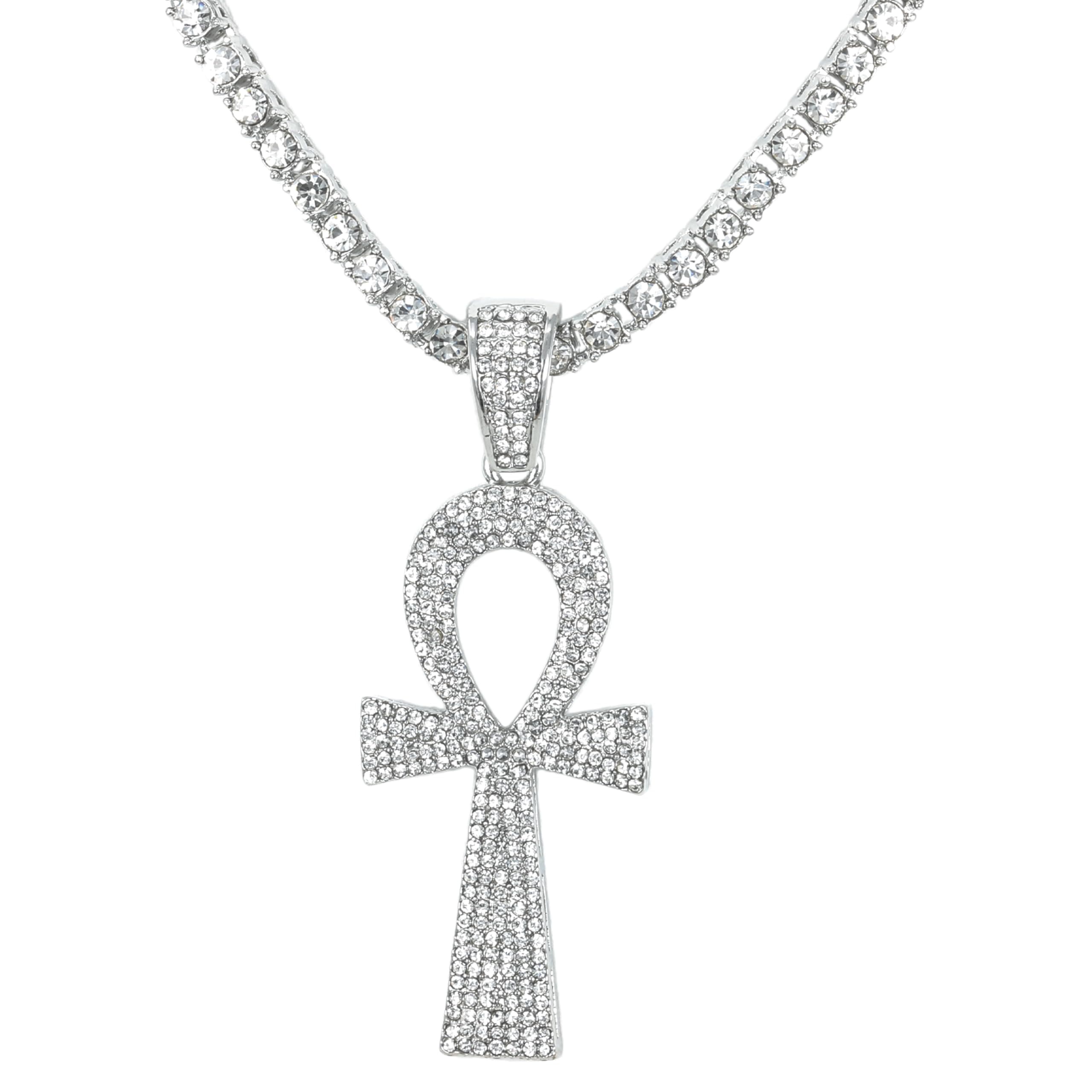Large Iced Out Pendant with 3mm Tennis Chain