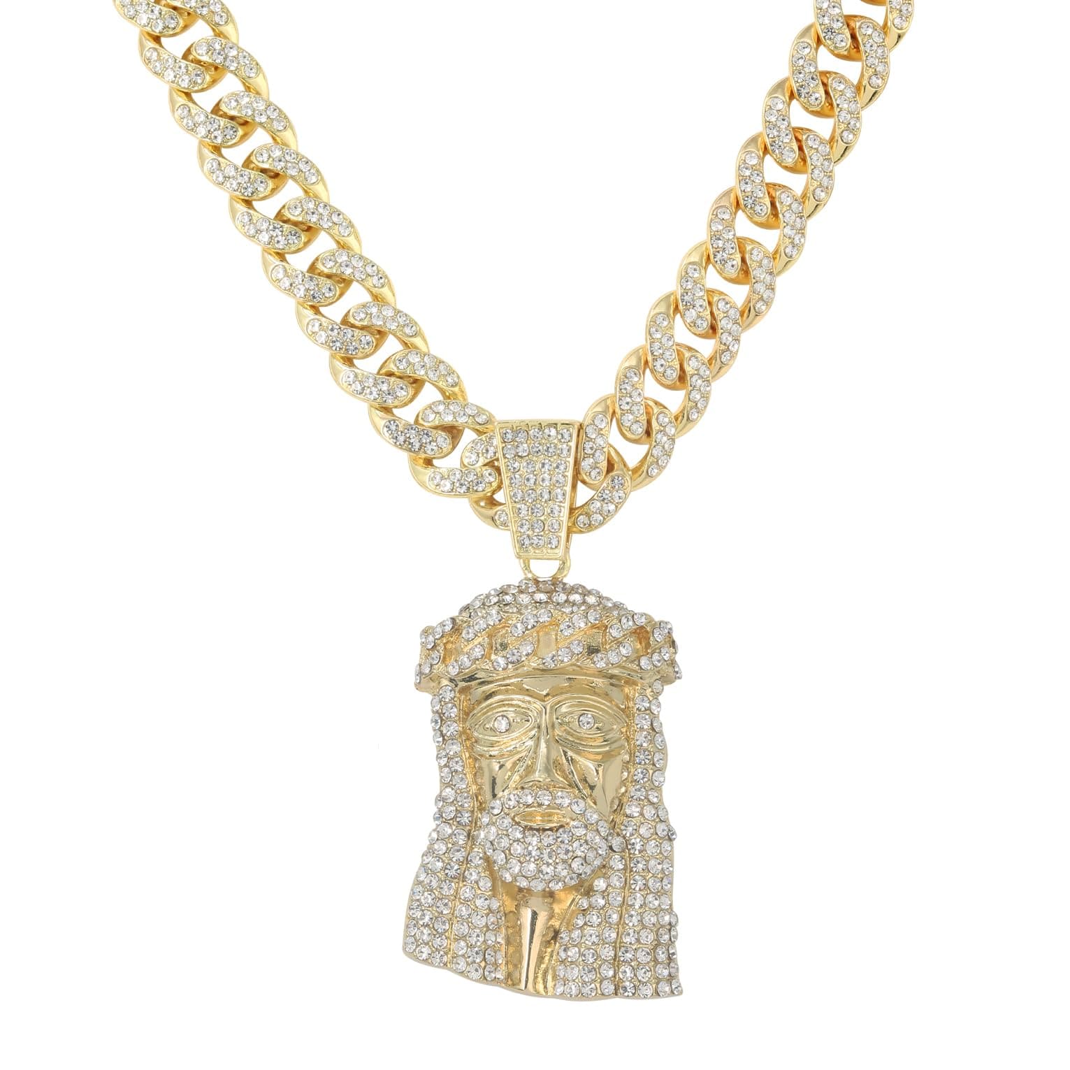 Large Iced Out Cross Pendant with 12mm Cuban Chain