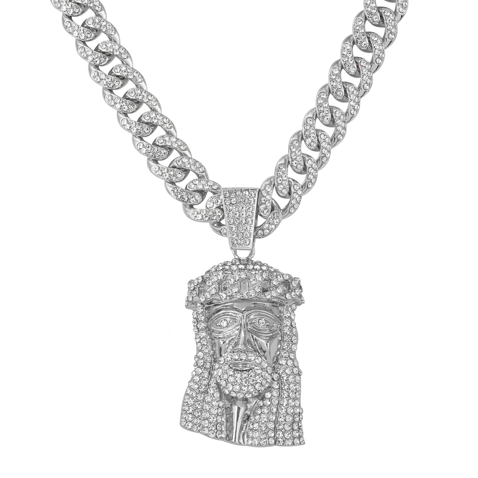 Large Iced Out Cross Pendant with 12mm Cuban Chain