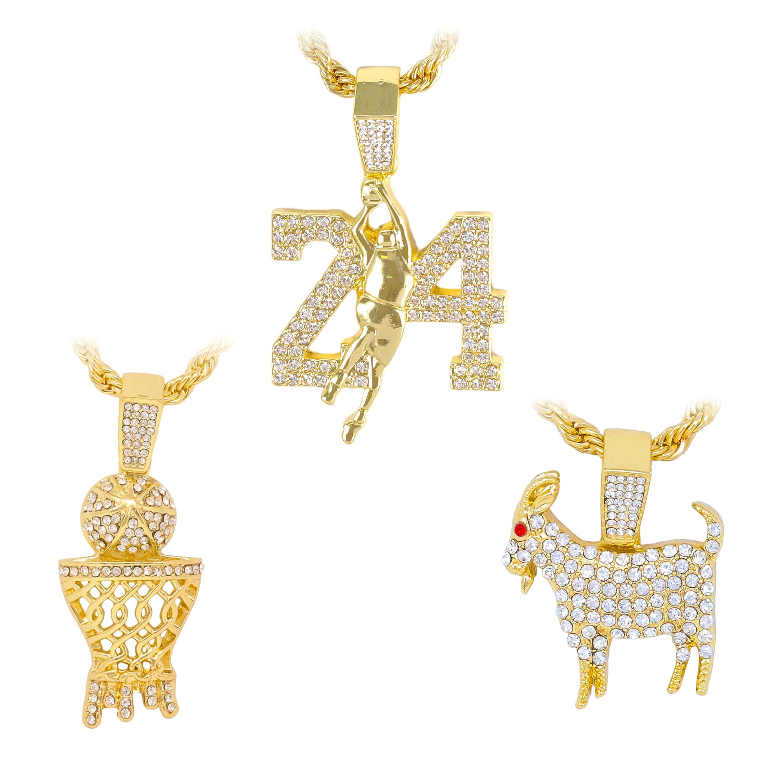 Men's Iced Out Basketball Pendant Set with 4mm Rope Chain