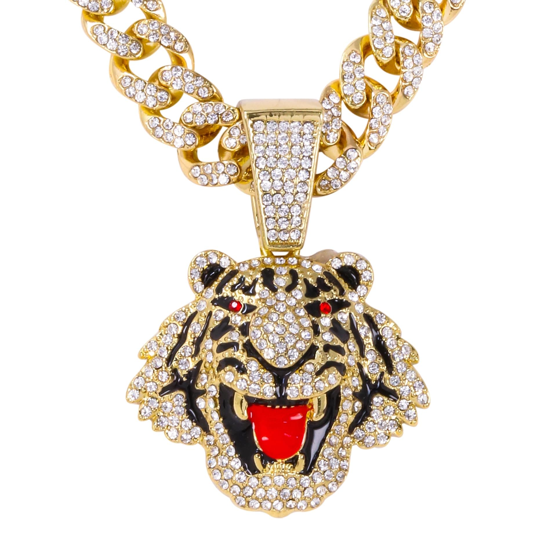 Large Iced Out Statement Pendant with 12mm Cuban Chain