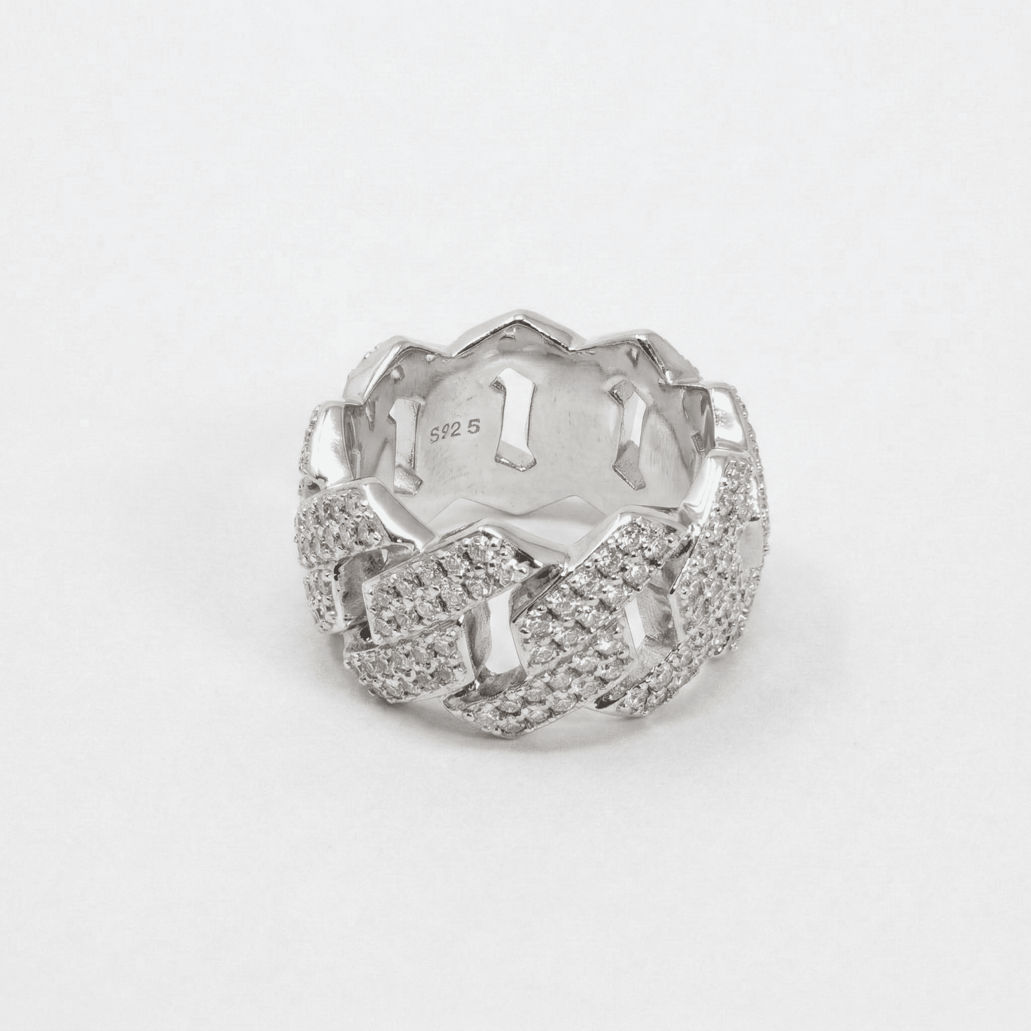 Iced Out 3.4CT Moissanite Cuban Link Ring in Premium Sterling Silver