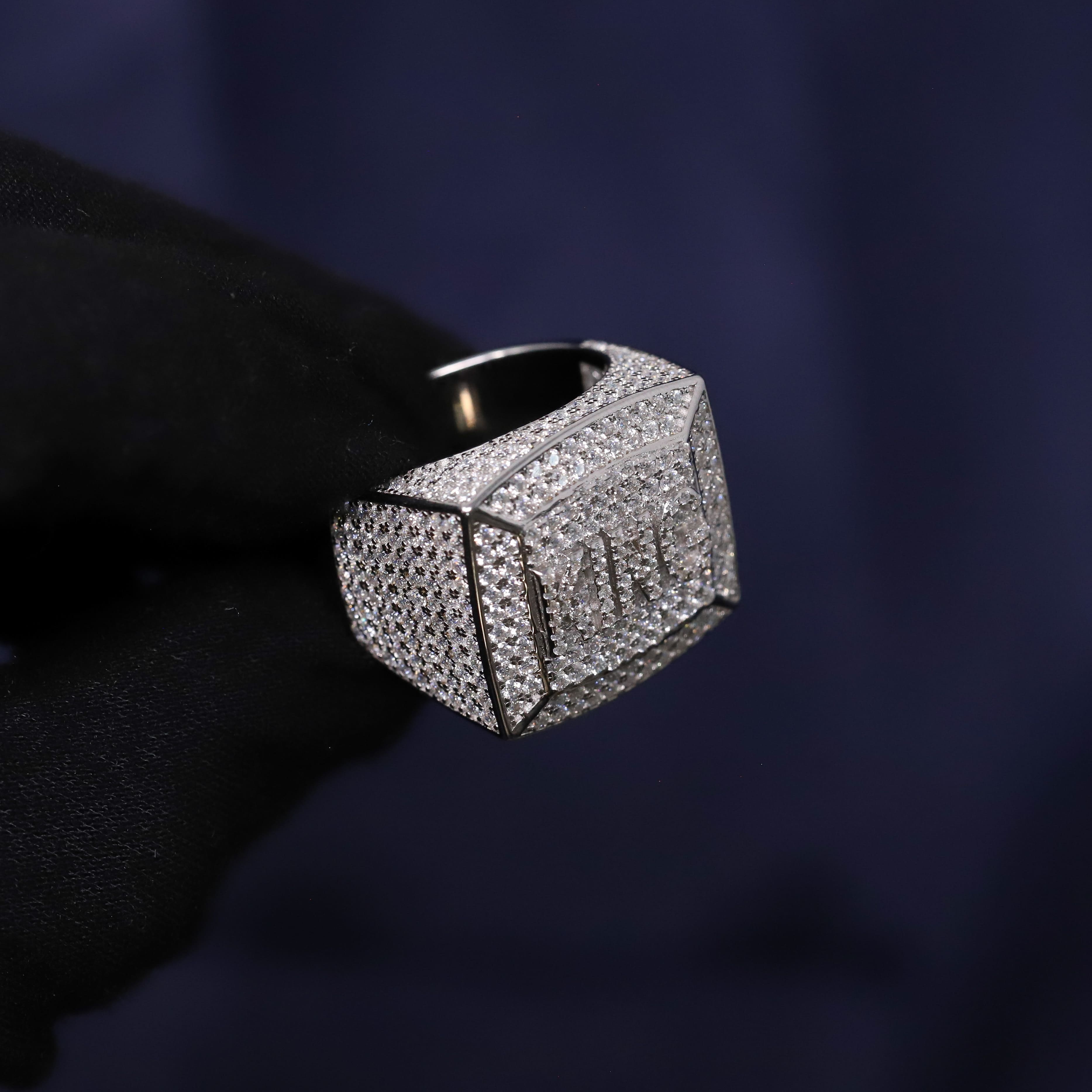 Iced Out 5.06CT Moissanite KING Signet Ring in Premium Sterling Silver