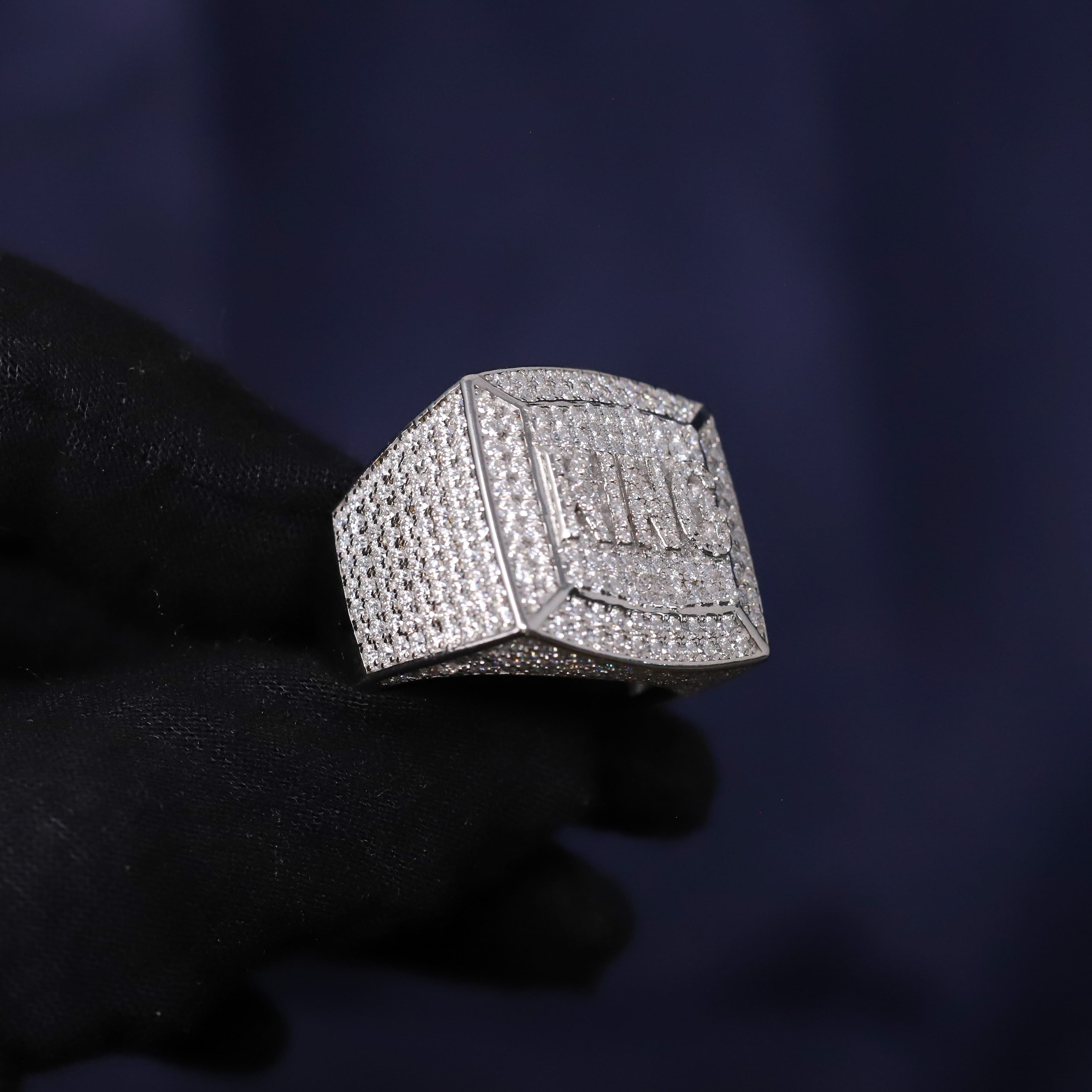 Iced Out 5.06CT Moissanite KING Signet Ring in Premium Sterling Silver