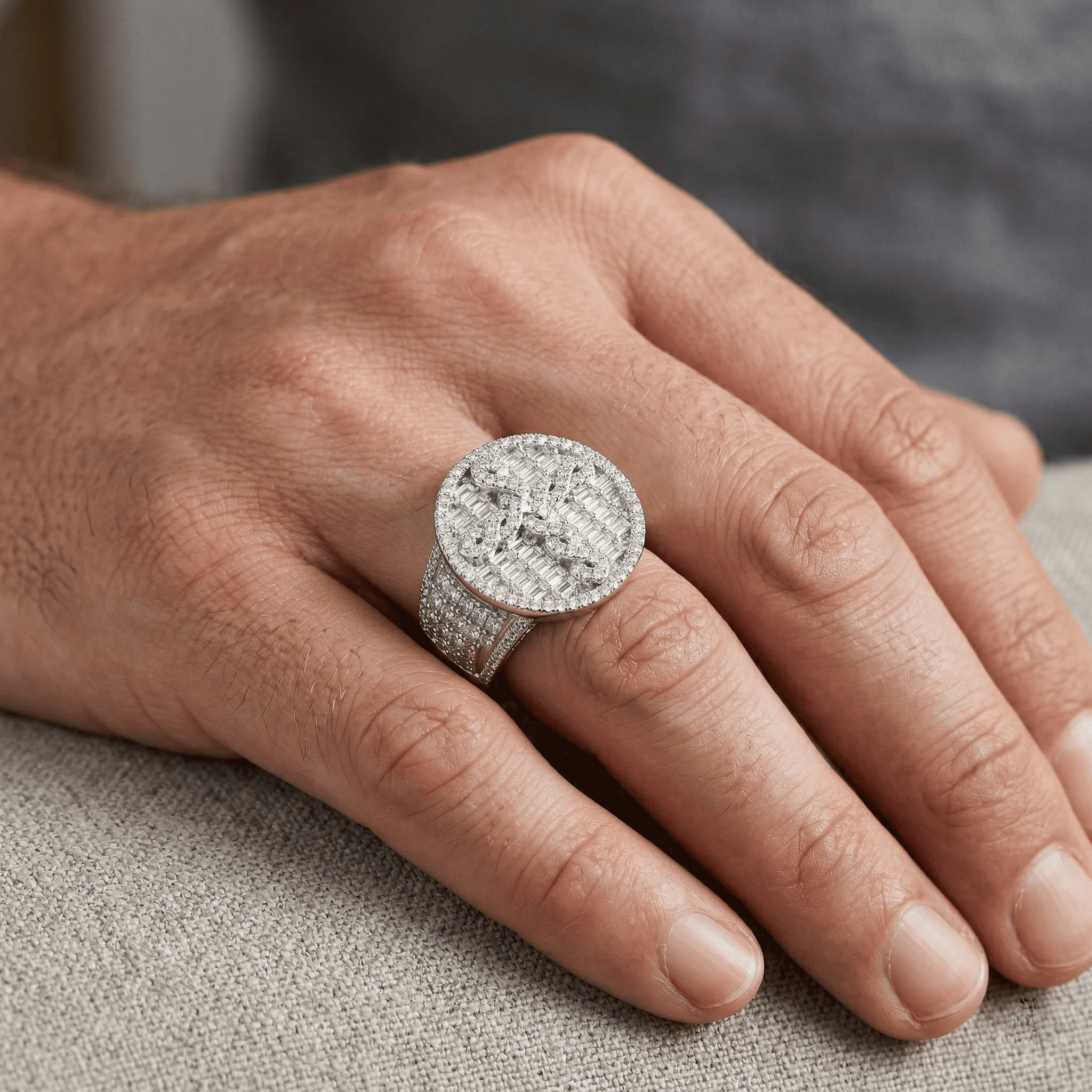 Iced Out 3.66CT Moissanite Round Braided Cross Ring in Premium Sterling Silver