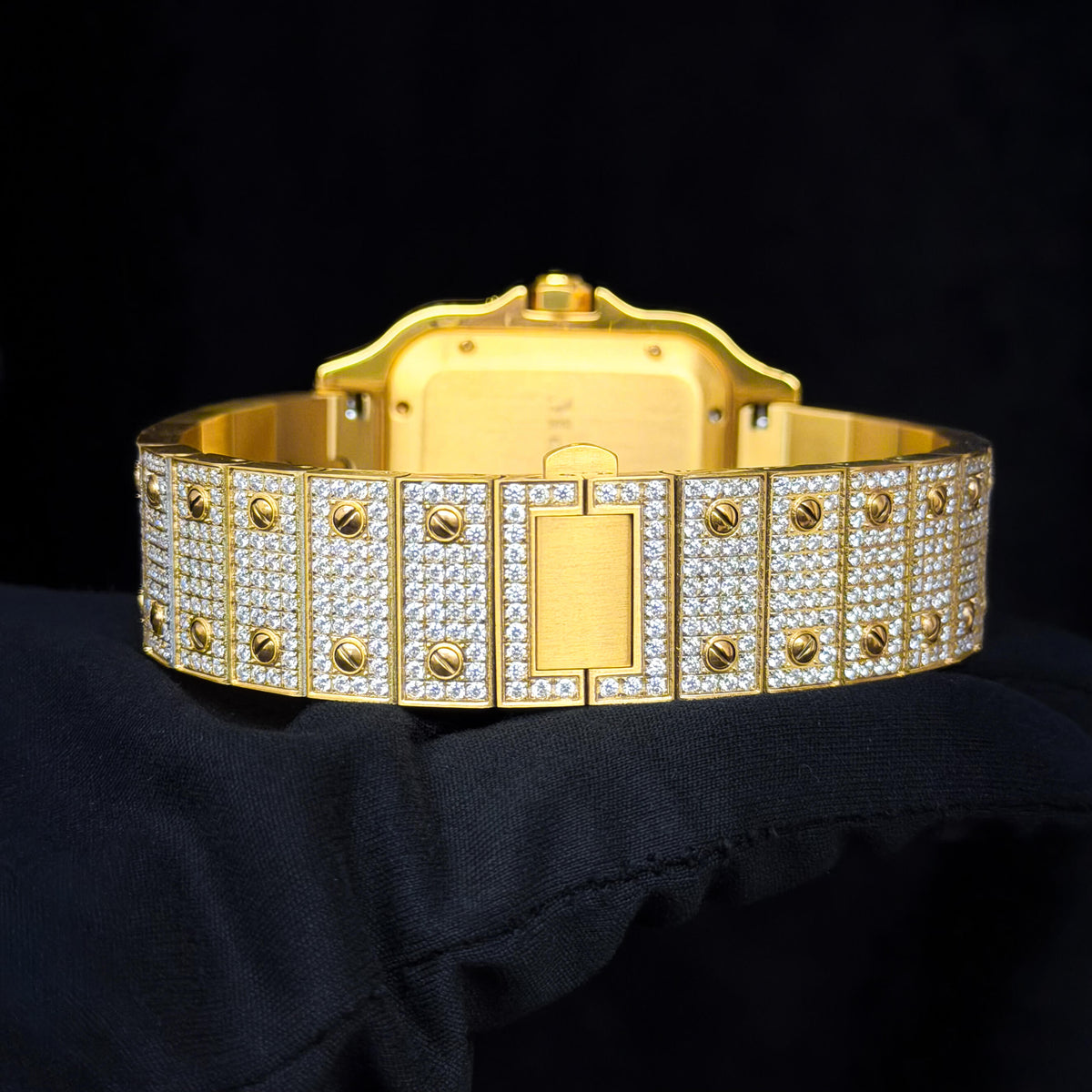 Men's 38mm Iced Out Square Moissanite Stainless Steel Watch - Automatic Movement