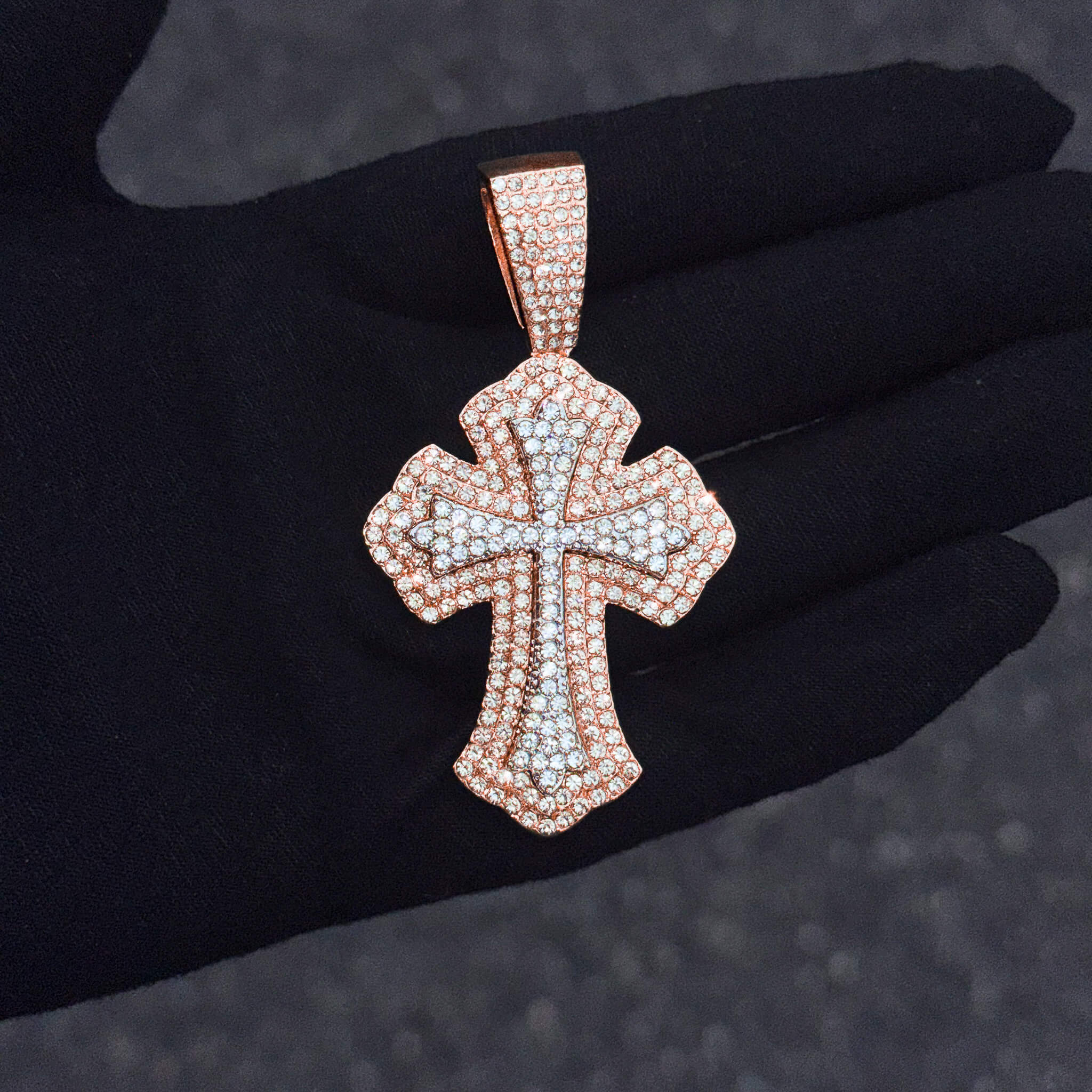Men's Large 50mm Iced-Out Cross Pendant with 4mm Tennis Chain