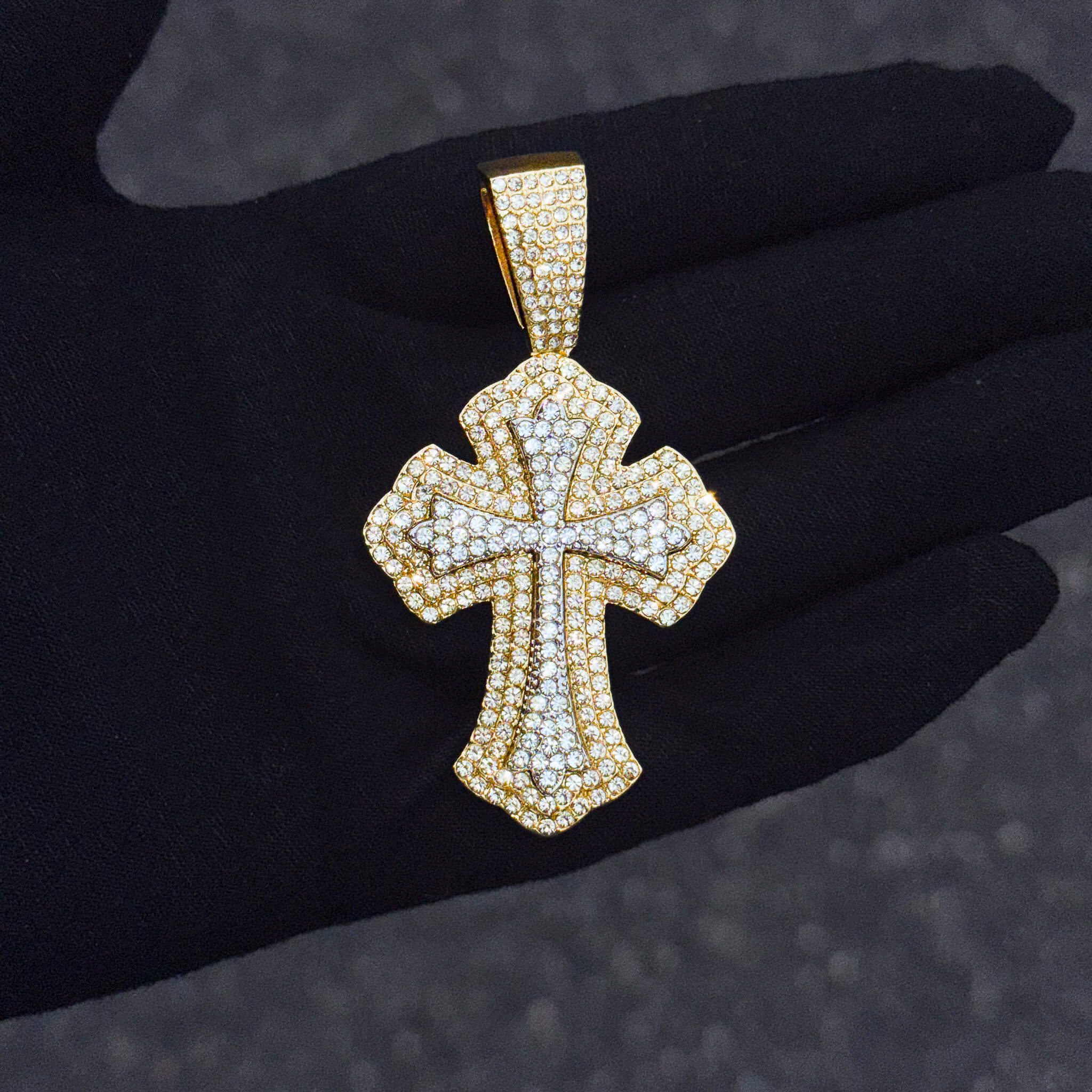 Men's Large 50mm Iced-Out Cross Pendant with 4mm Tennis Chain
