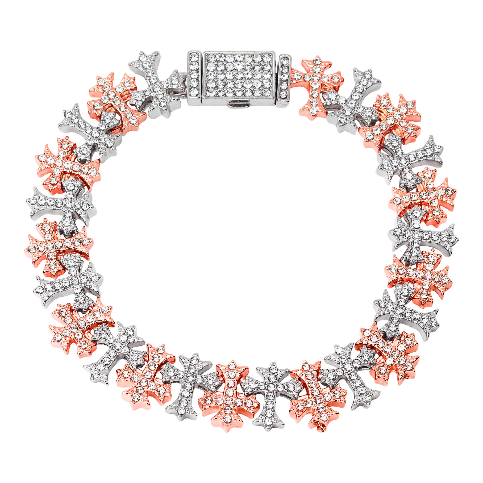 Men's 20mm Iced Out Multi Cross Link Bracelet