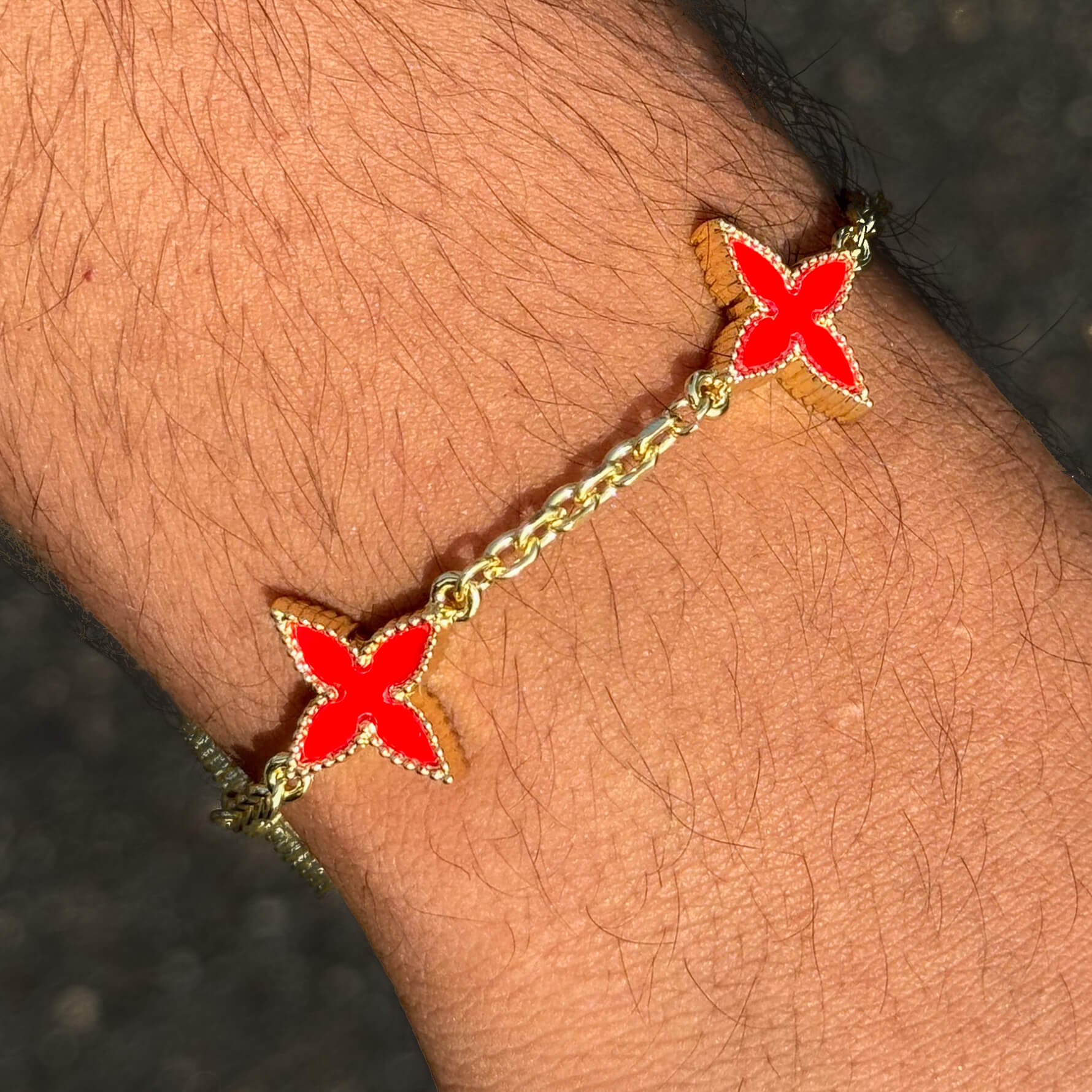 Men's 18mm Louis inspired Gold Multi Charm Bracelet - Double-sided Charms