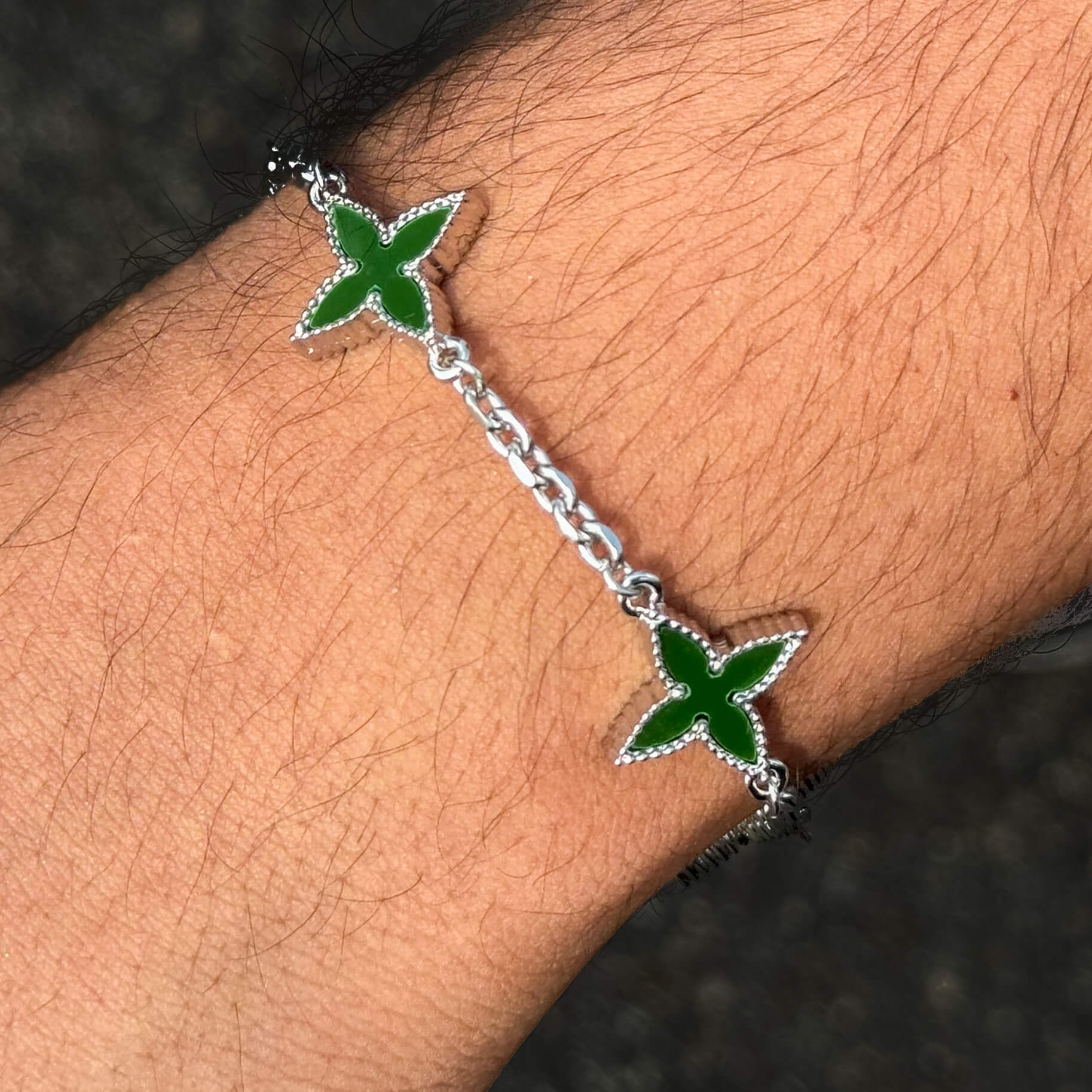 Men's 18mm Louis inspired Silver Multi Charm Bracelet - Double-sided Charms