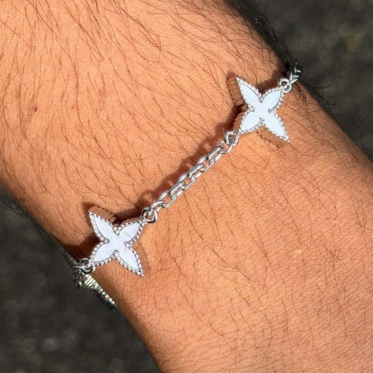 Men's 18mm Louis inspired Silver Multi Charm Bracelet - Double-sided Charms