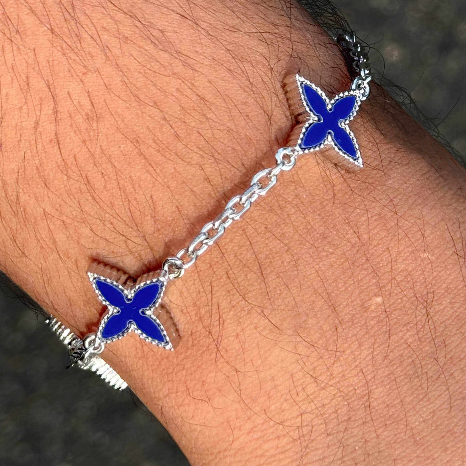 Men's 18mm Louis inspired Silver Multi Charm Bracelet - Double-sided Charms