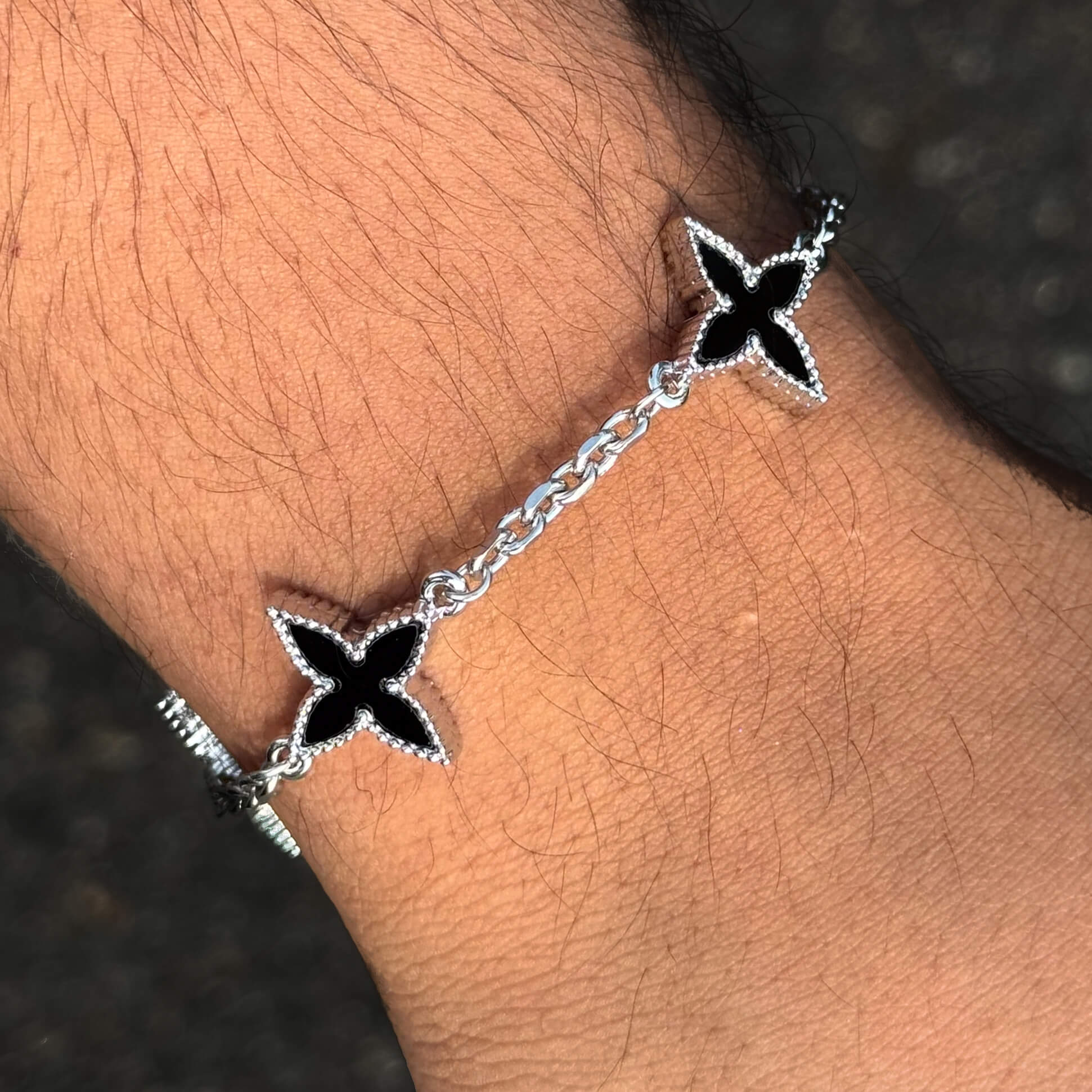 Men's 18mm Louis inspired Silver Multi Charm Bracelet - Double-sided Charms