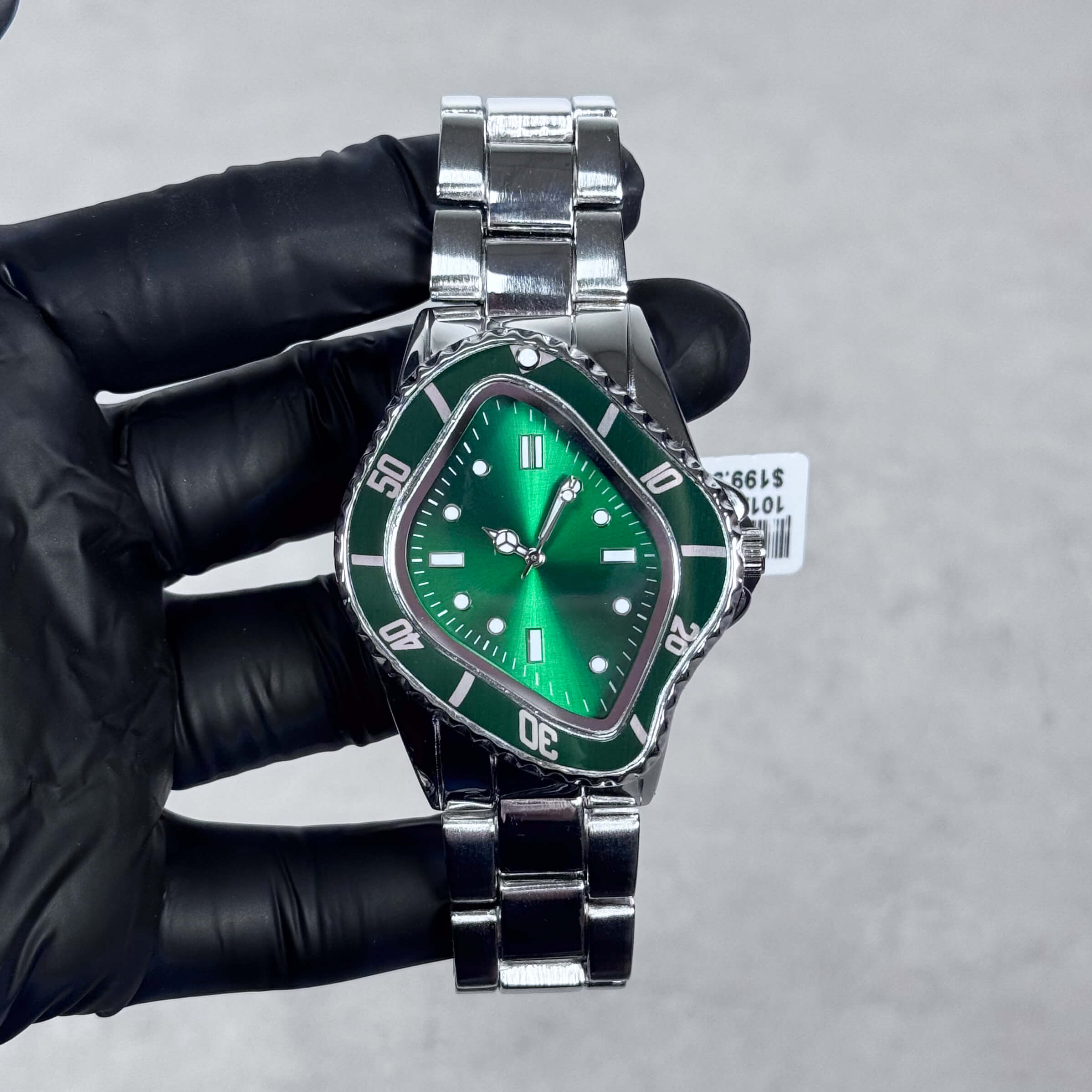 Men’s 42mm Warped Case Watch – Unique Shape, Metal Band, Quartz Movement
