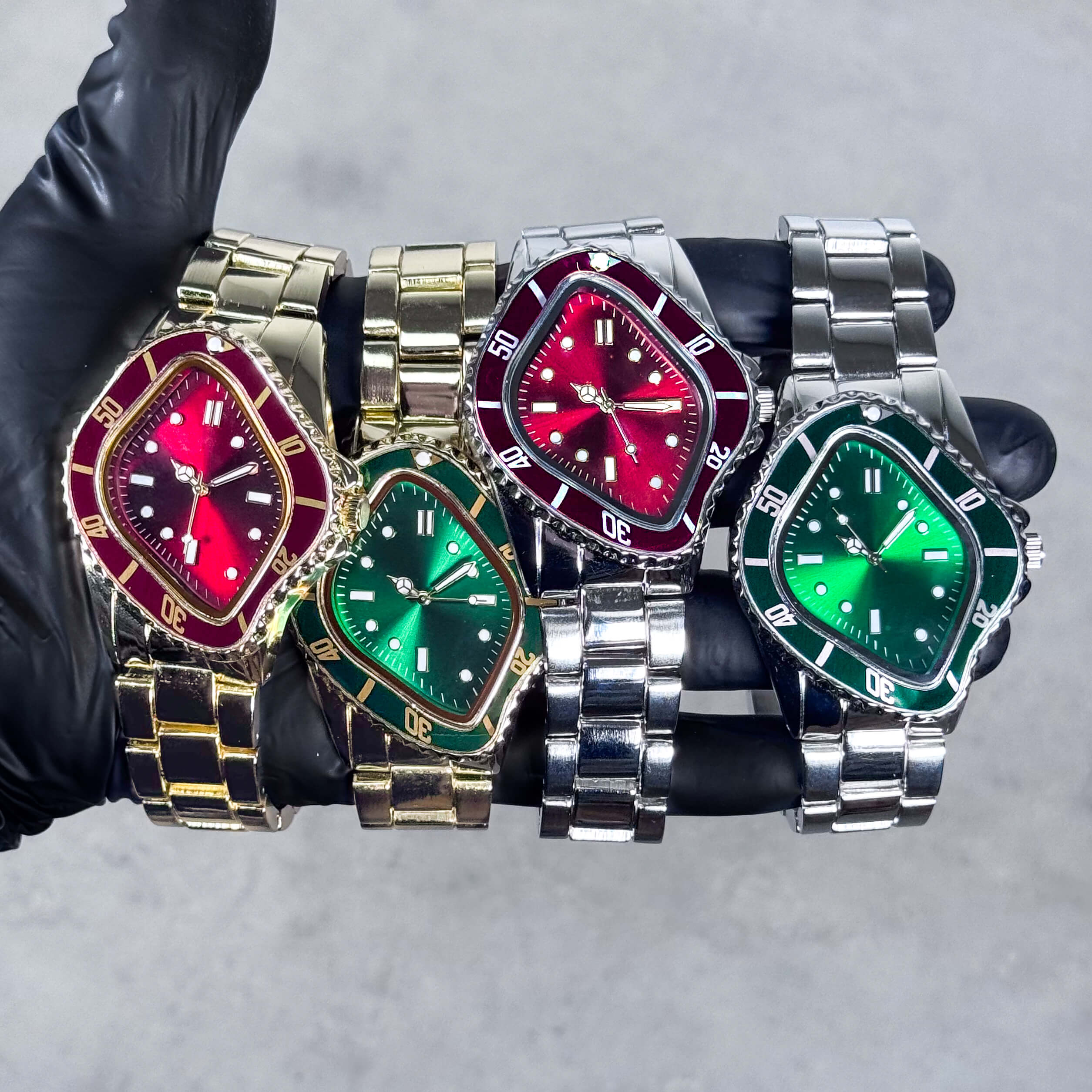 Men’s 42mm Warped Case Watch – Unique Shape, Metal Band, Quartz Movement